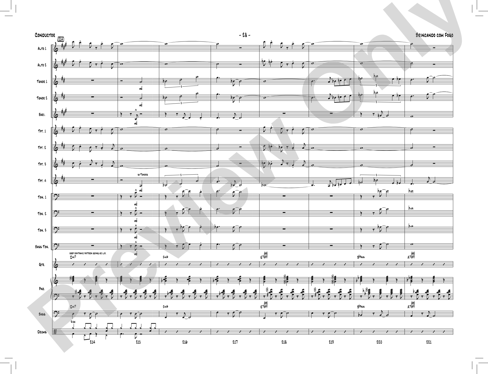 Brincando com Fogo: Jazz Ensemble Conductor Score & Parts