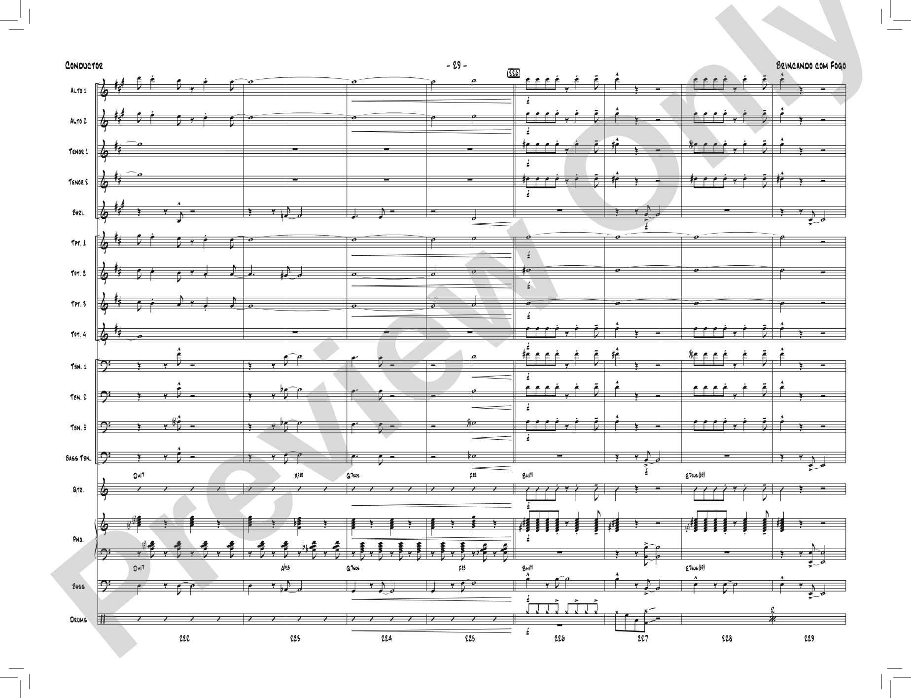 Brincando com Fogo: Jazz Ensemble Conductor Score & Parts