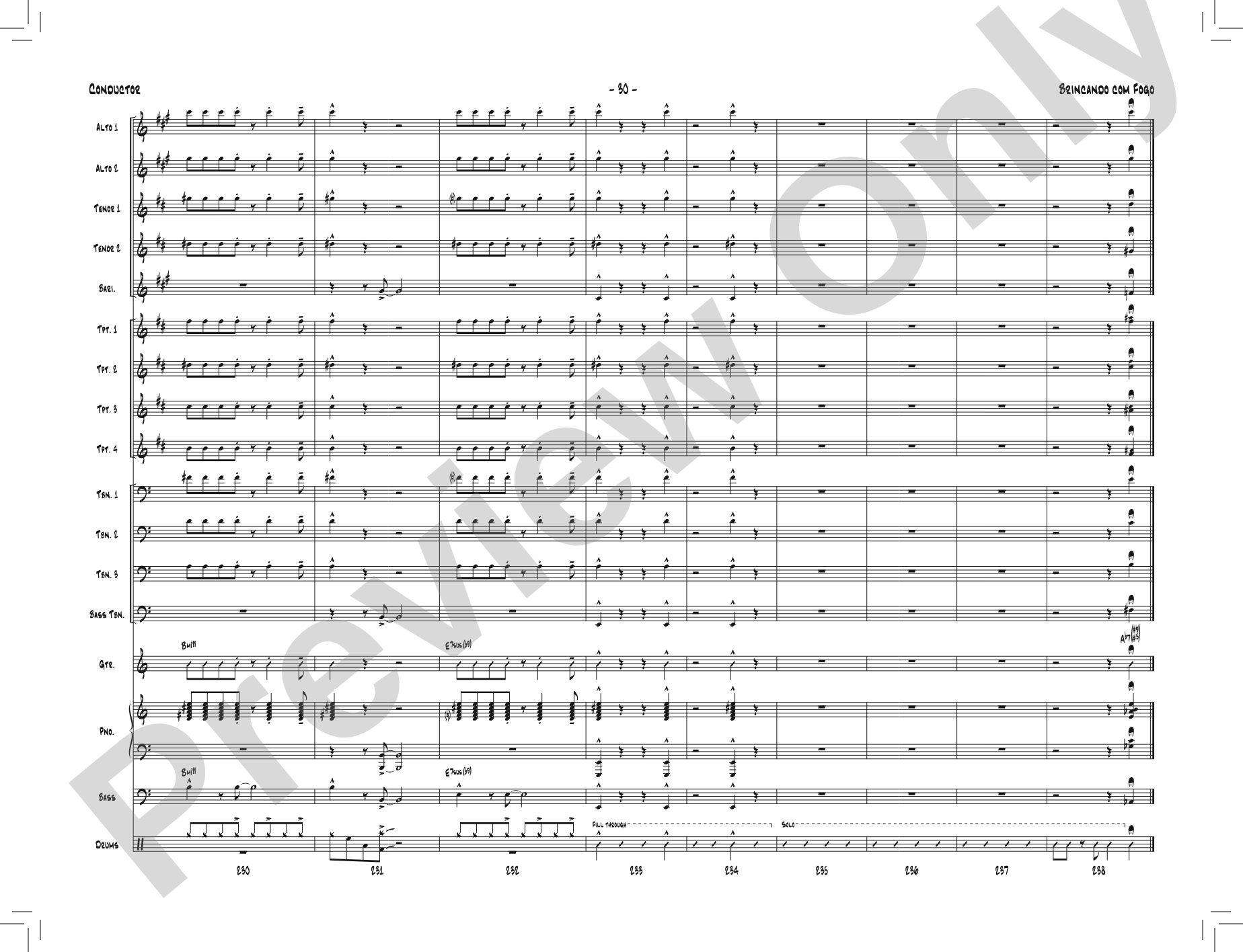 Brincando com Fogo: Jazz Ensemble Conductor Score & Parts