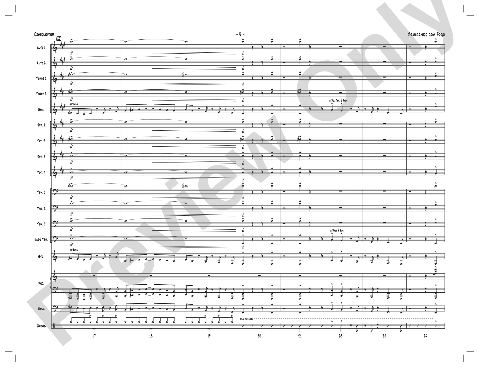 Brincando com Fogo: Jazz Ensemble Conductor Score & Parts