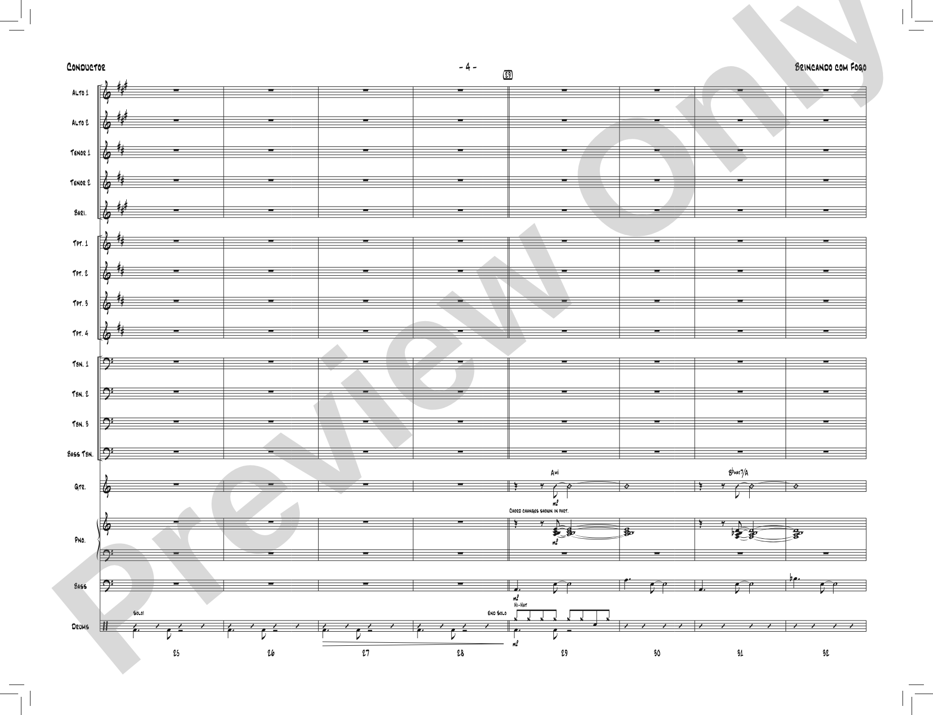 Brincando com Fogo: Jazz Ensemble Conductor Score & Parts