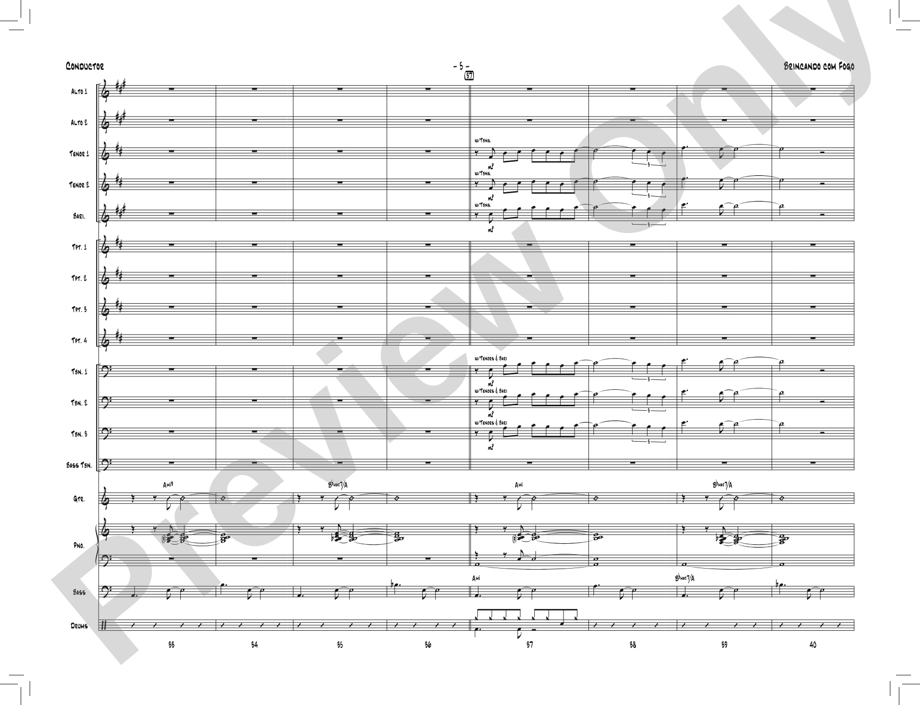Brincando com Fogo: Jazz Ensemble Conductor Score & Parts