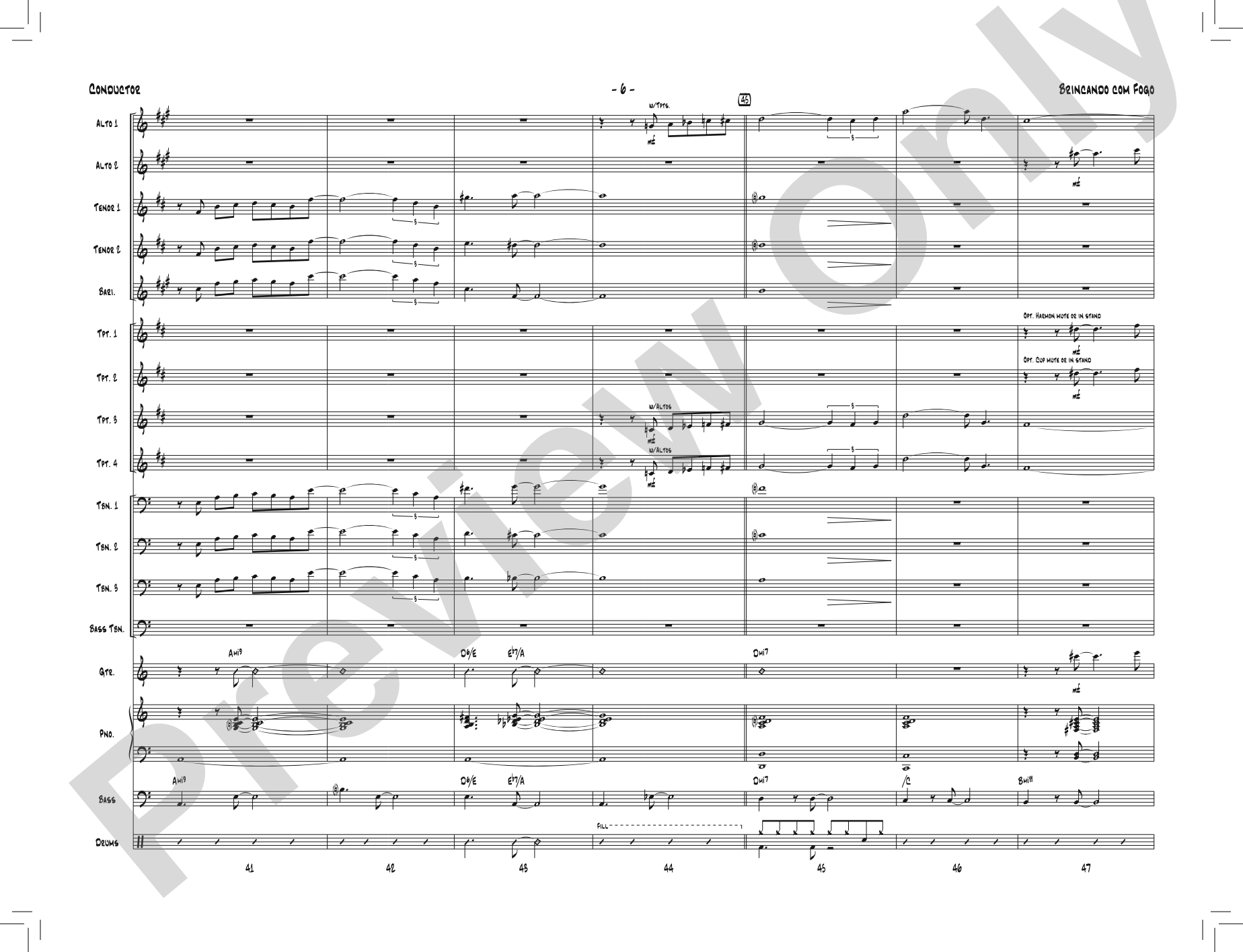 Brincando com Fogo: Jazz Ensemble Conductor Score & Parts