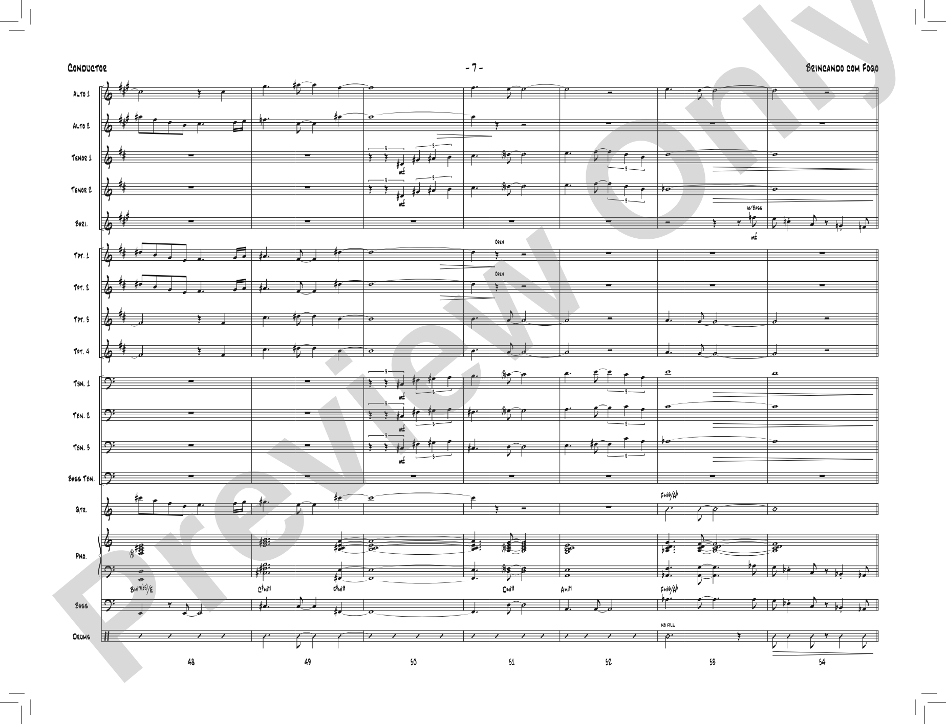 Brincando com Fogo: Jazz Ensemble Conductor Score & Parts