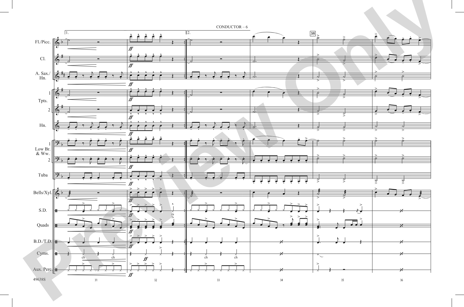 Save Your Tears: Marching Band Conductor Score & Parts