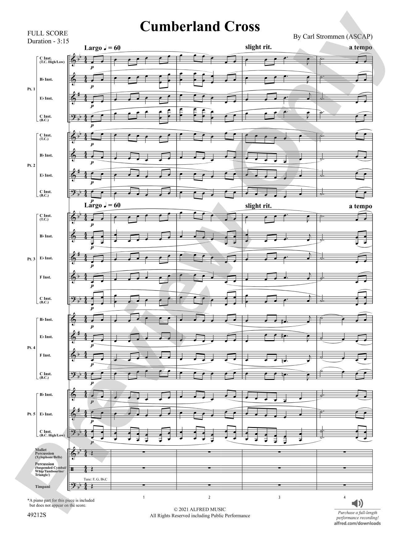 Cumberland Cross: Flexible Band/String Ensemble Score & Parts
