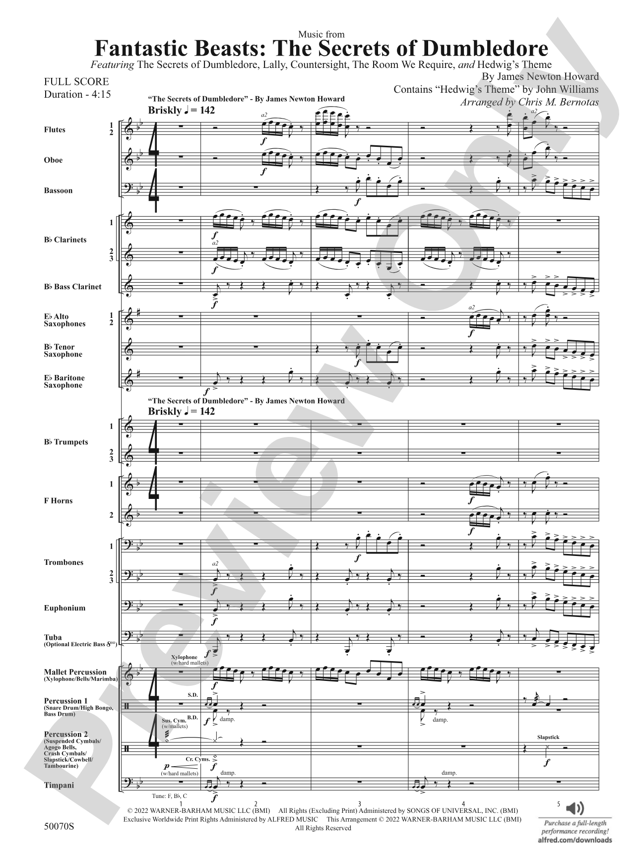 Fantastic Beasts: The Secrets of Dumbledore: Concert Band Conductor Score & Parts