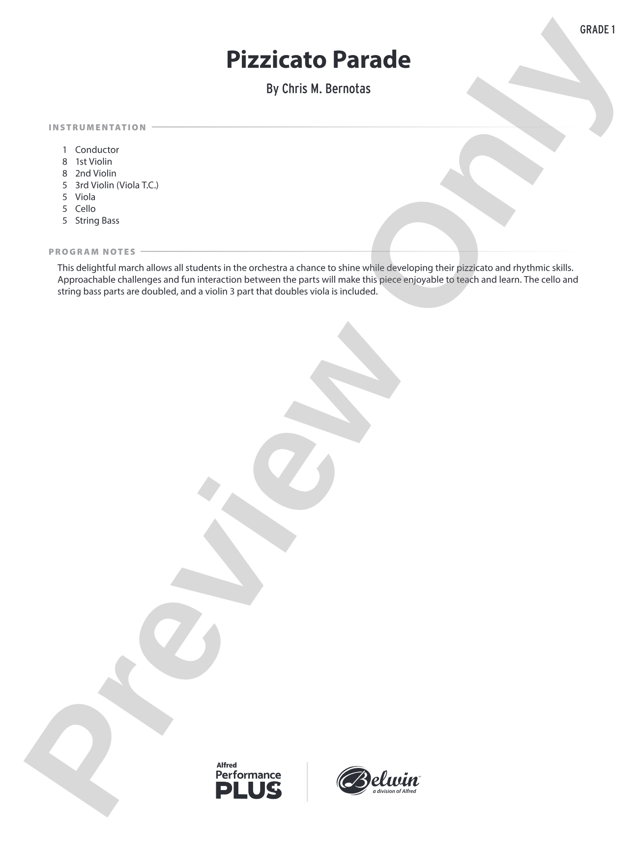 Pizzicato Parade: String Orchestra Conductor Score & Parts