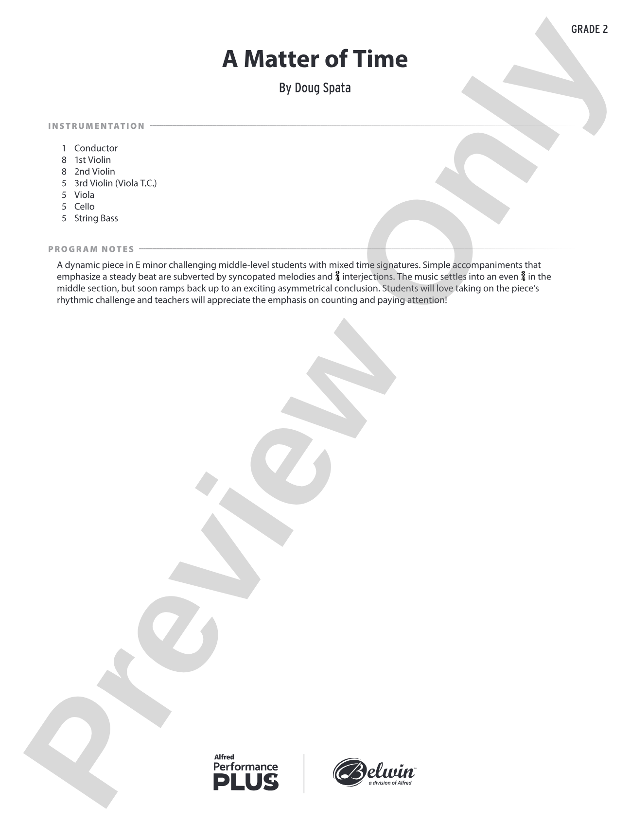 A Matter of Time: String Orchestra Conductor Score & Parts