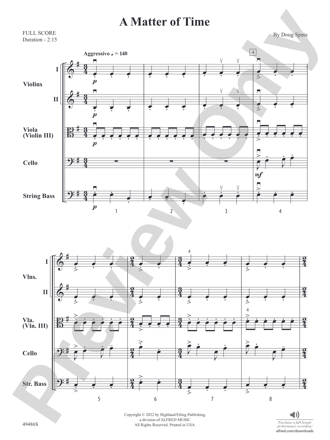 A Matter of Time: String Orchestra Conductor Score & Parts