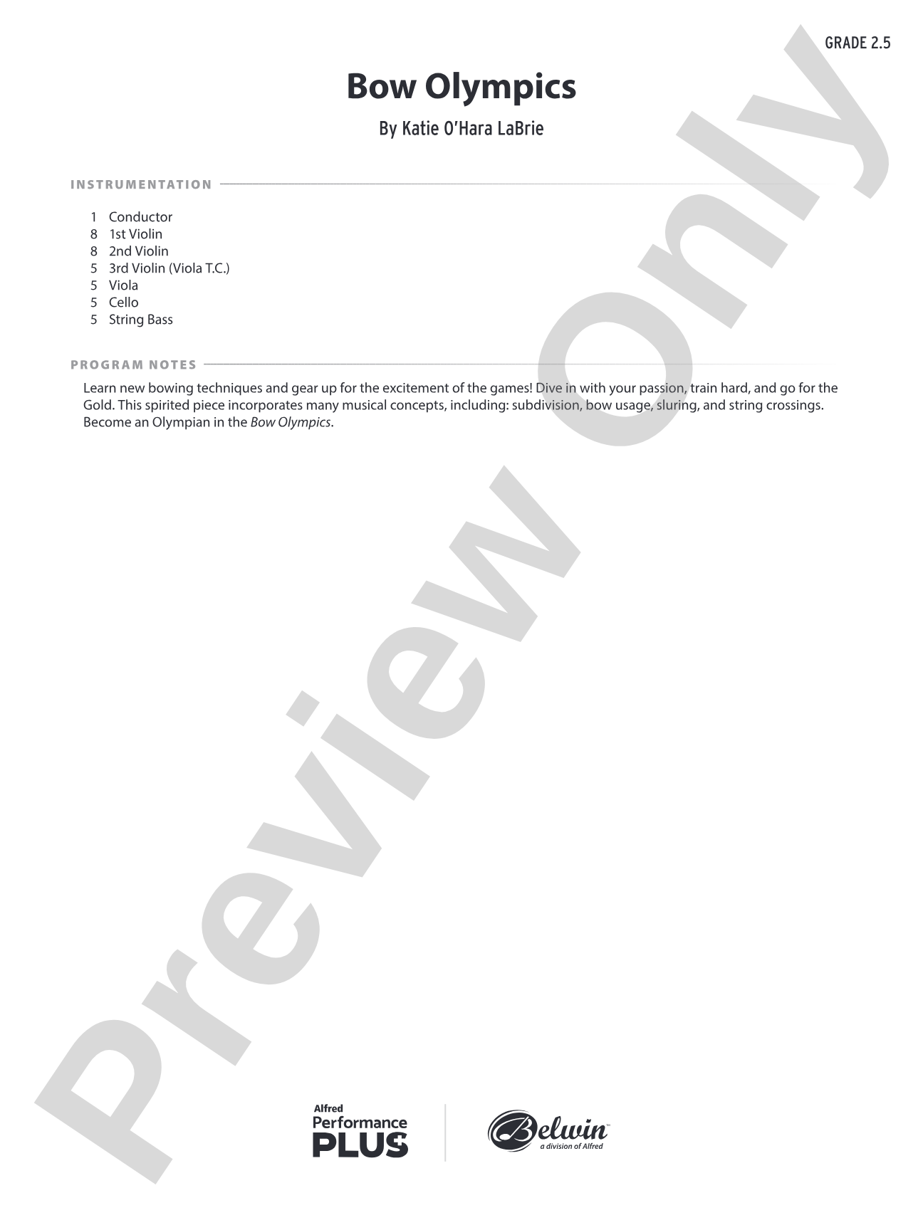 Bow Olympics: String Orchestra Conductor Score & Parts