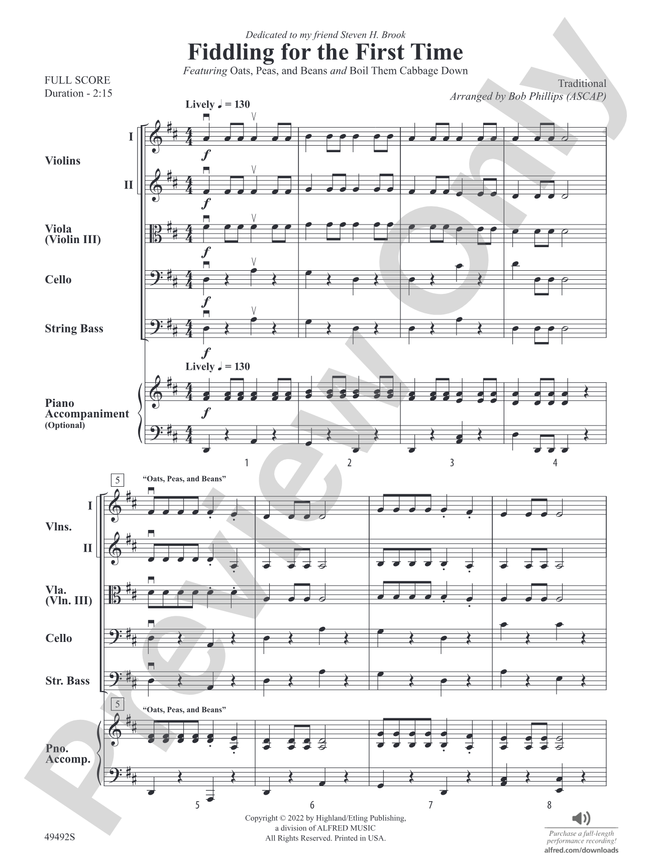 Fiddling for the First Time: String Orchestra Conductor Score & Parts