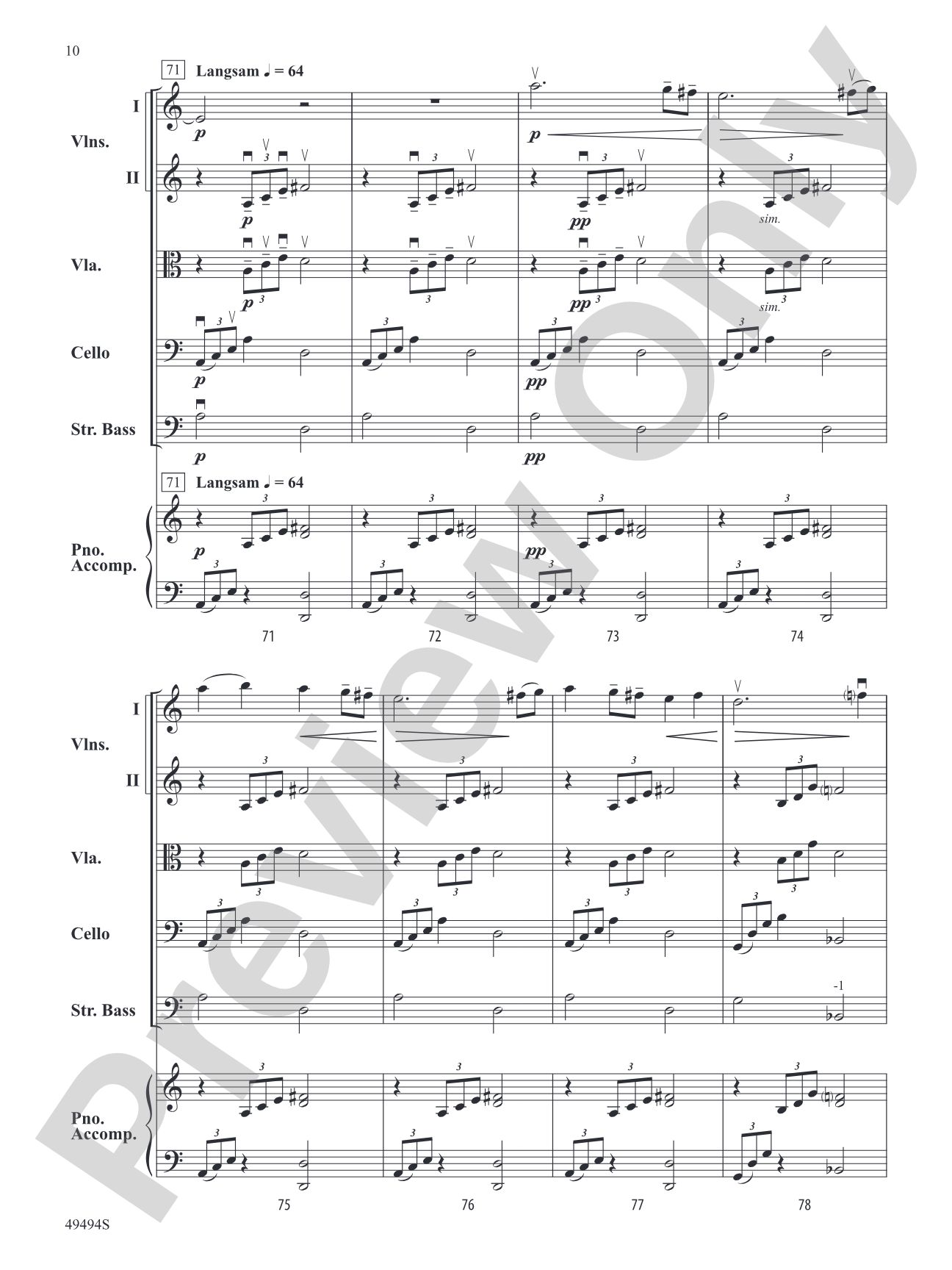 Chanson and Nocturne: String Orchestra Conductor Score & Parts