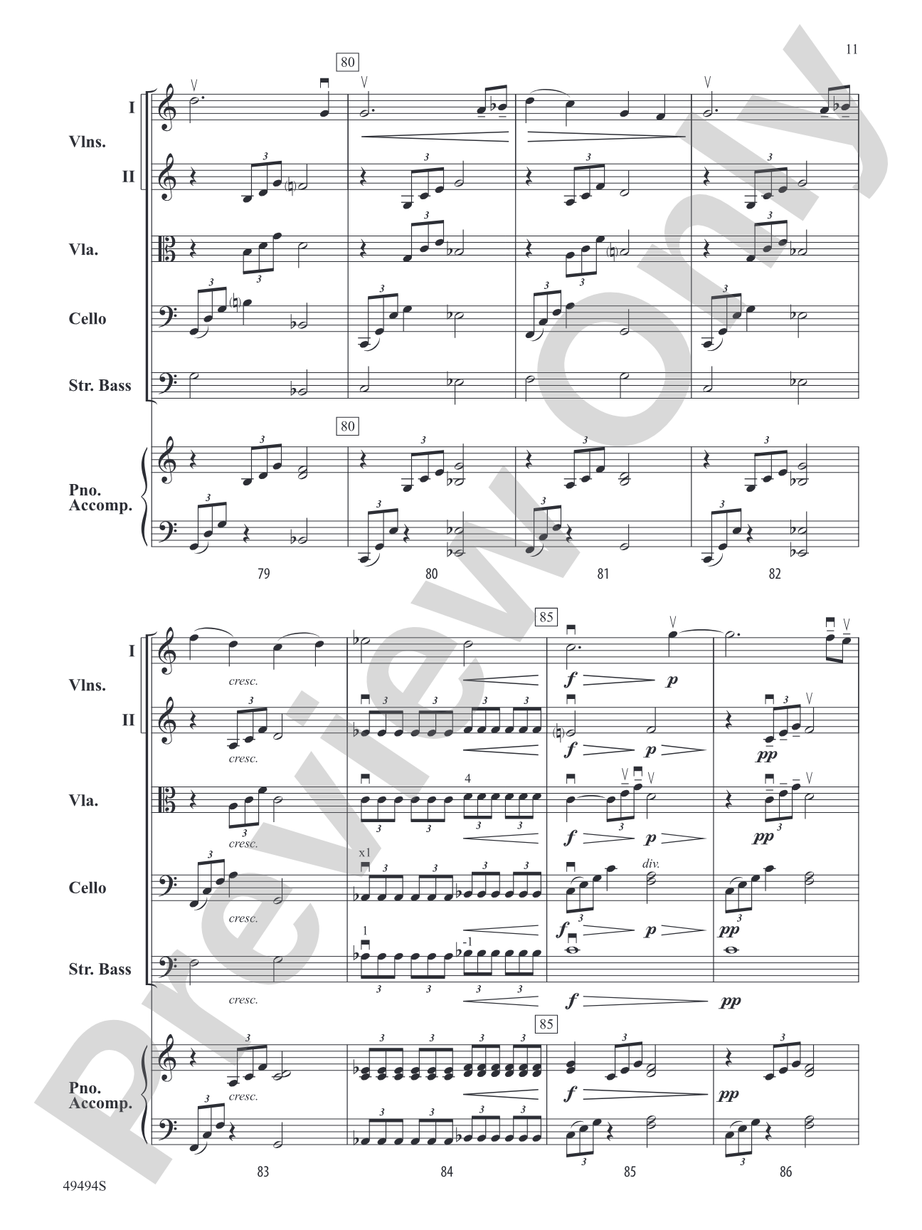 Chanson and Nocturne: String Orchestra Conductor Score & Parts