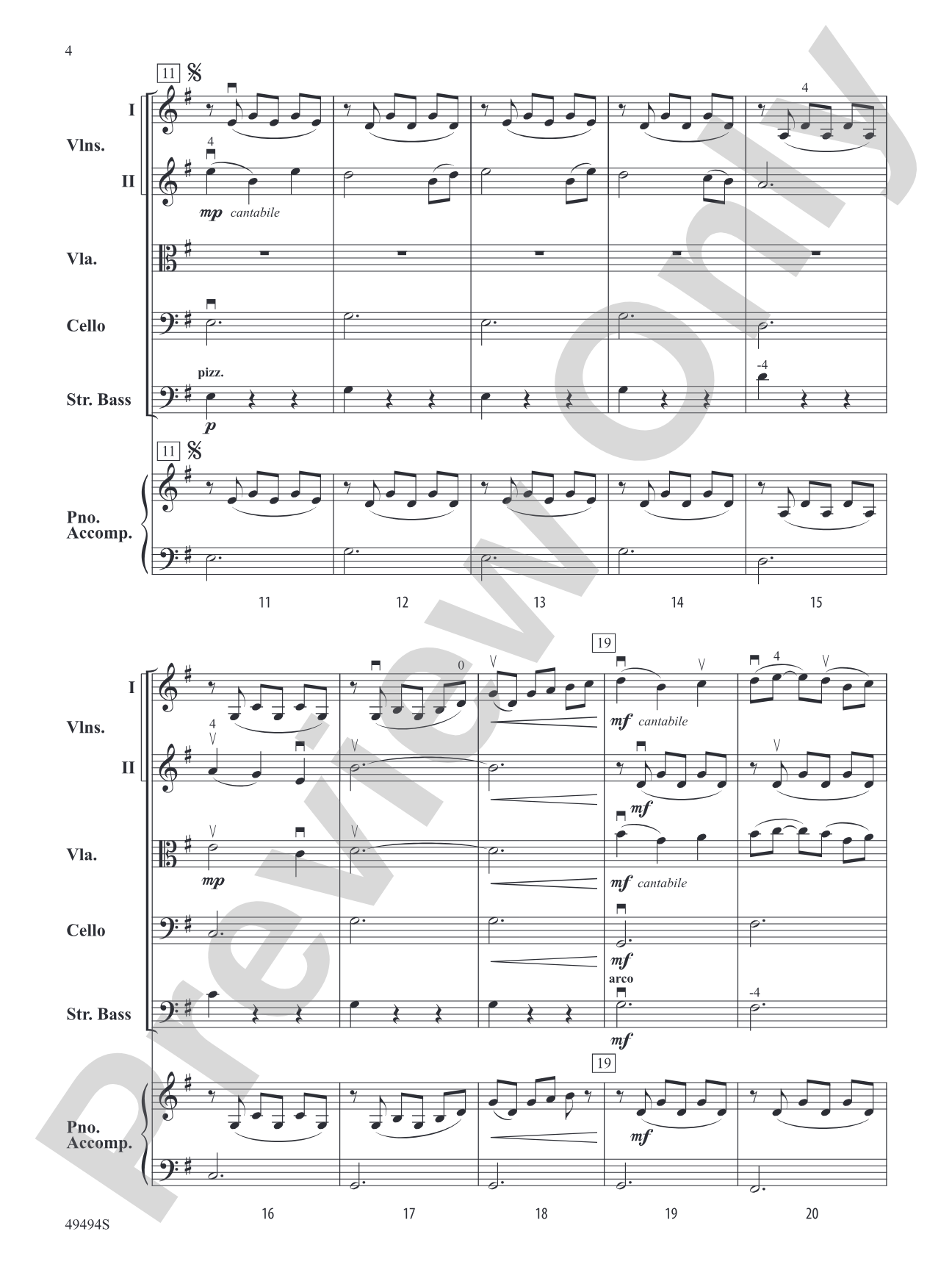 Chanson and Nocturne: String Orchestra Conductor Score & Parts