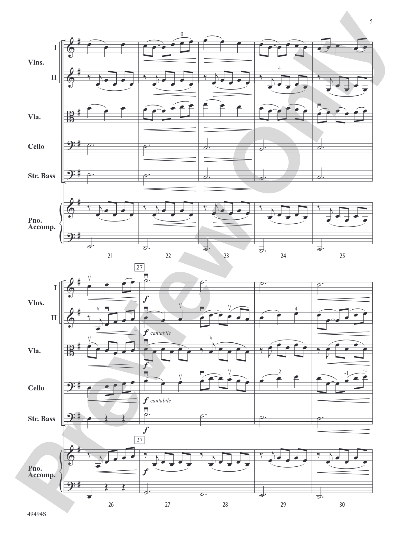 Chanson and Nocturne: String Orchestra Conductor Score & Parts