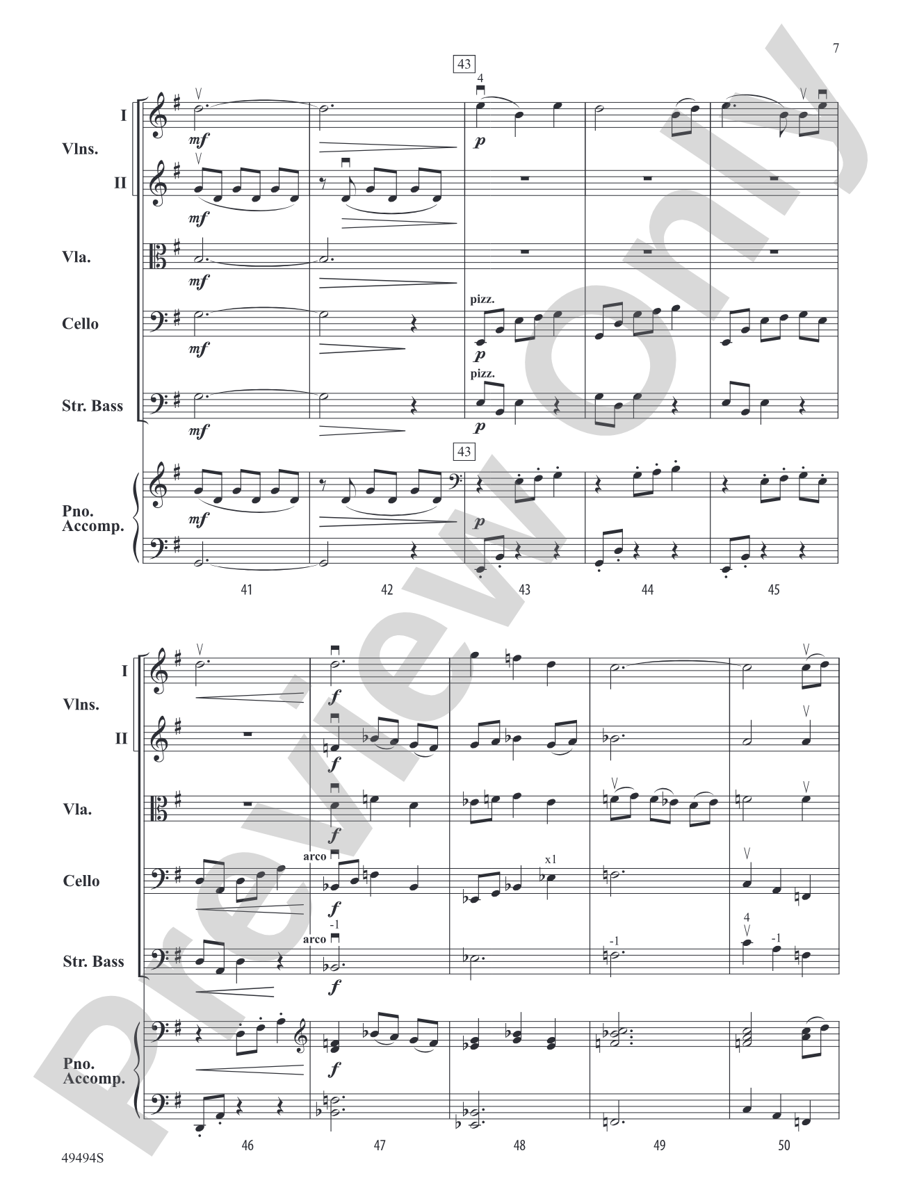 Chanson and Nocturne: String Orchestra Conductor Score & Parts