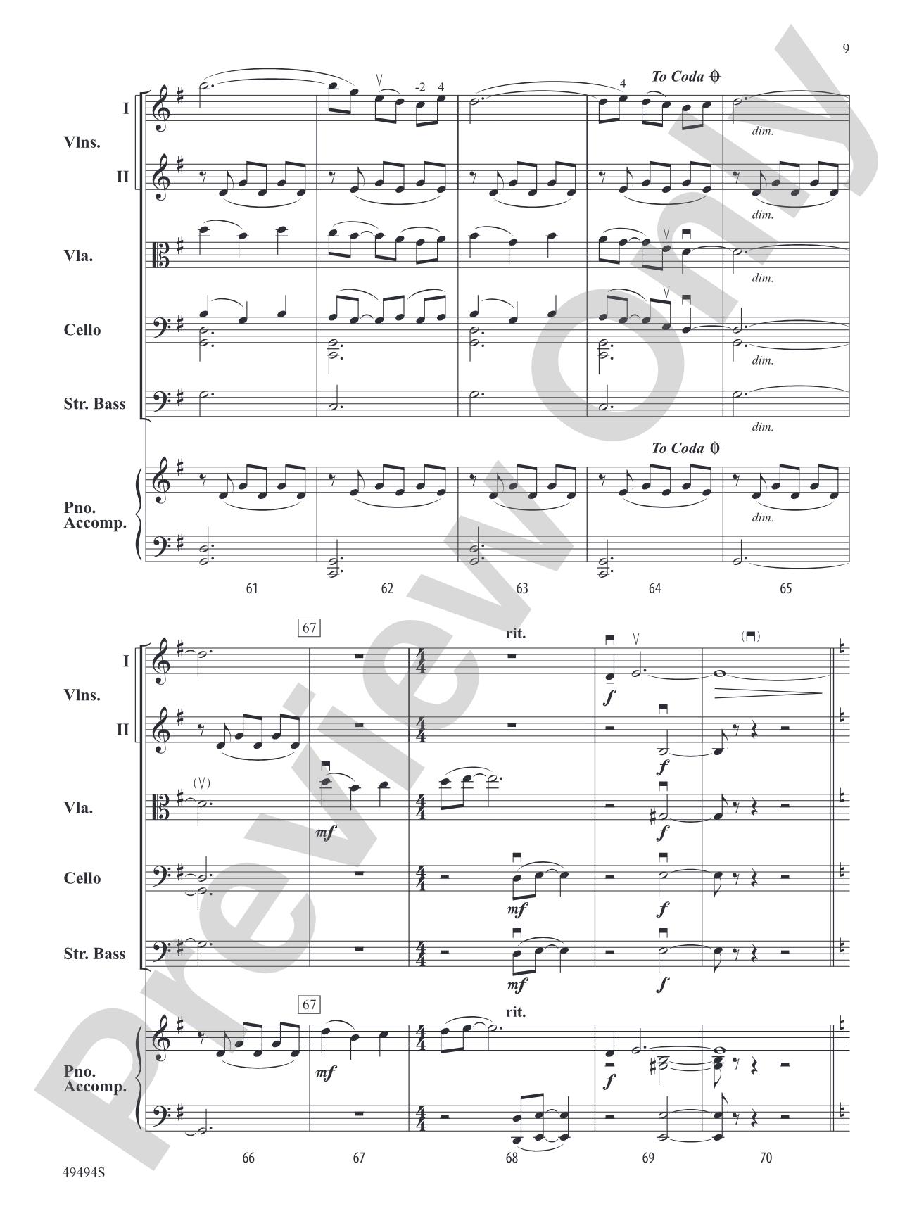 Chanson and Nocturne: String Orchestra Conductor Score & Parts