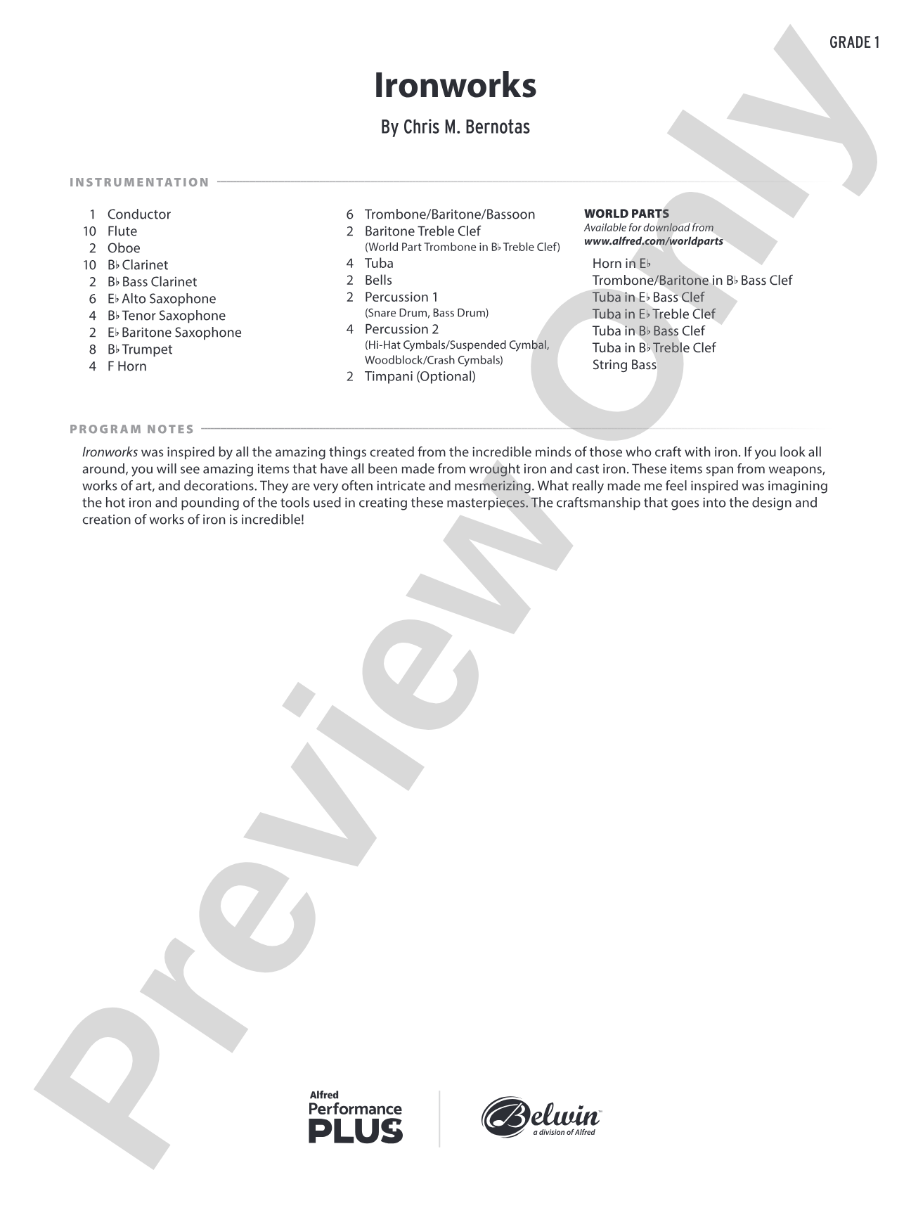 Ironworks: Concert Band Conductor Score & Parts