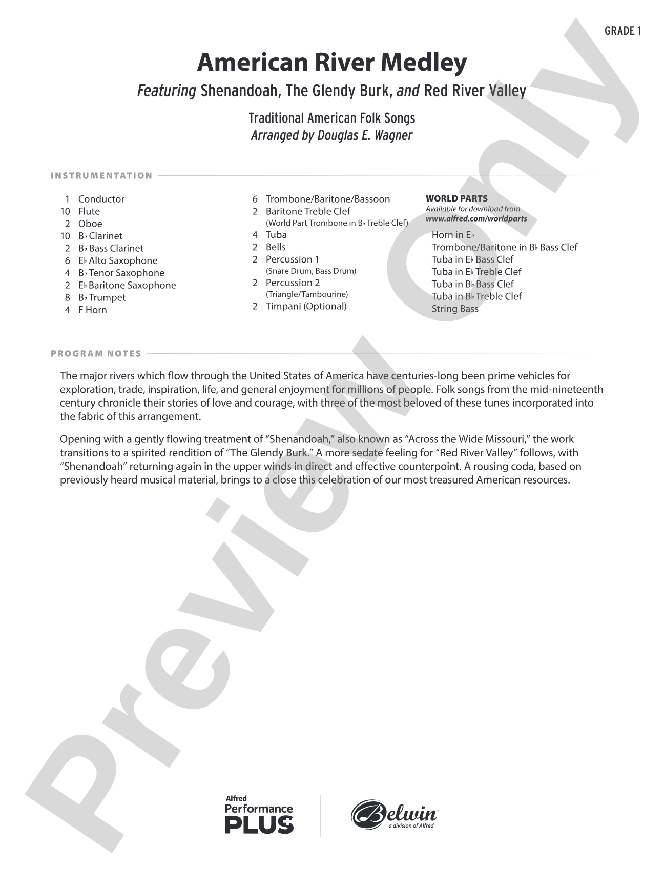 American River Medley: Concert Band Conductor Score & Parts