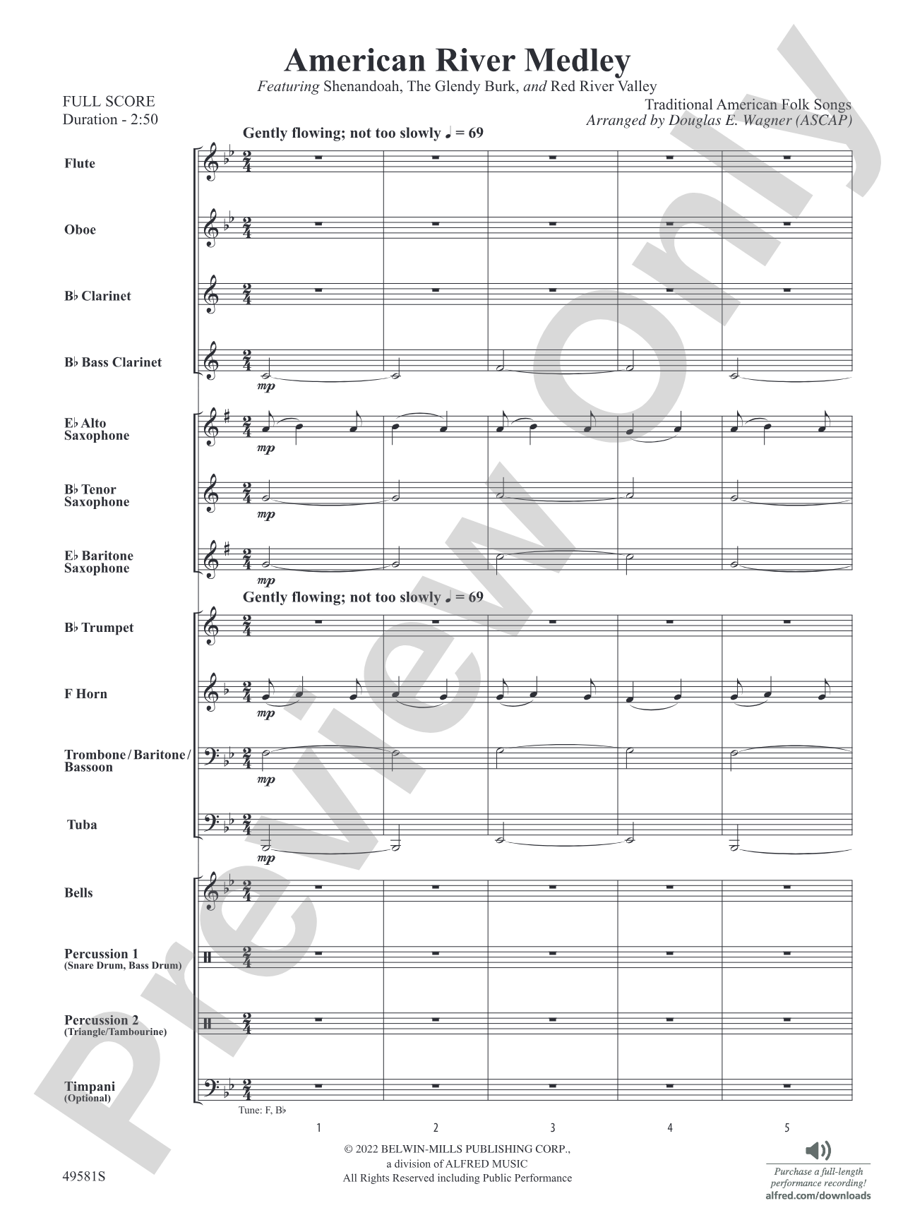 American River Medley: Concert Band Conductor Score & Parts