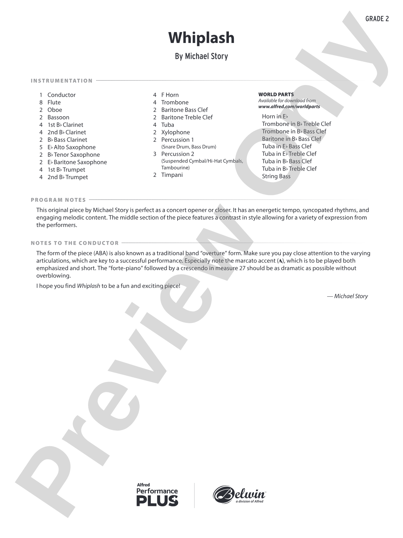 Whiplash: Concert Band Conductor Score & Parts