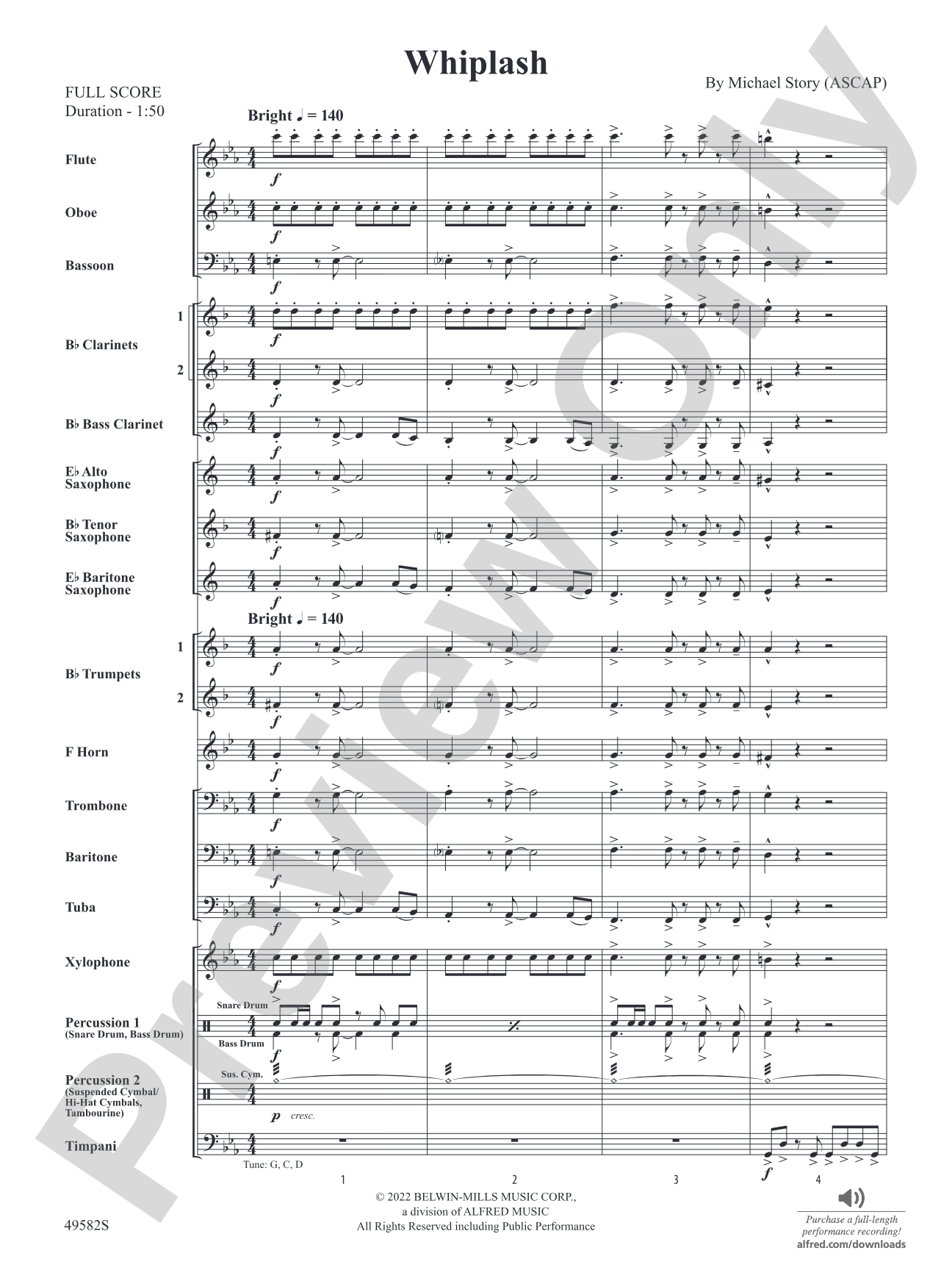 Whiplash: Concert Band Conductor Score & Parts