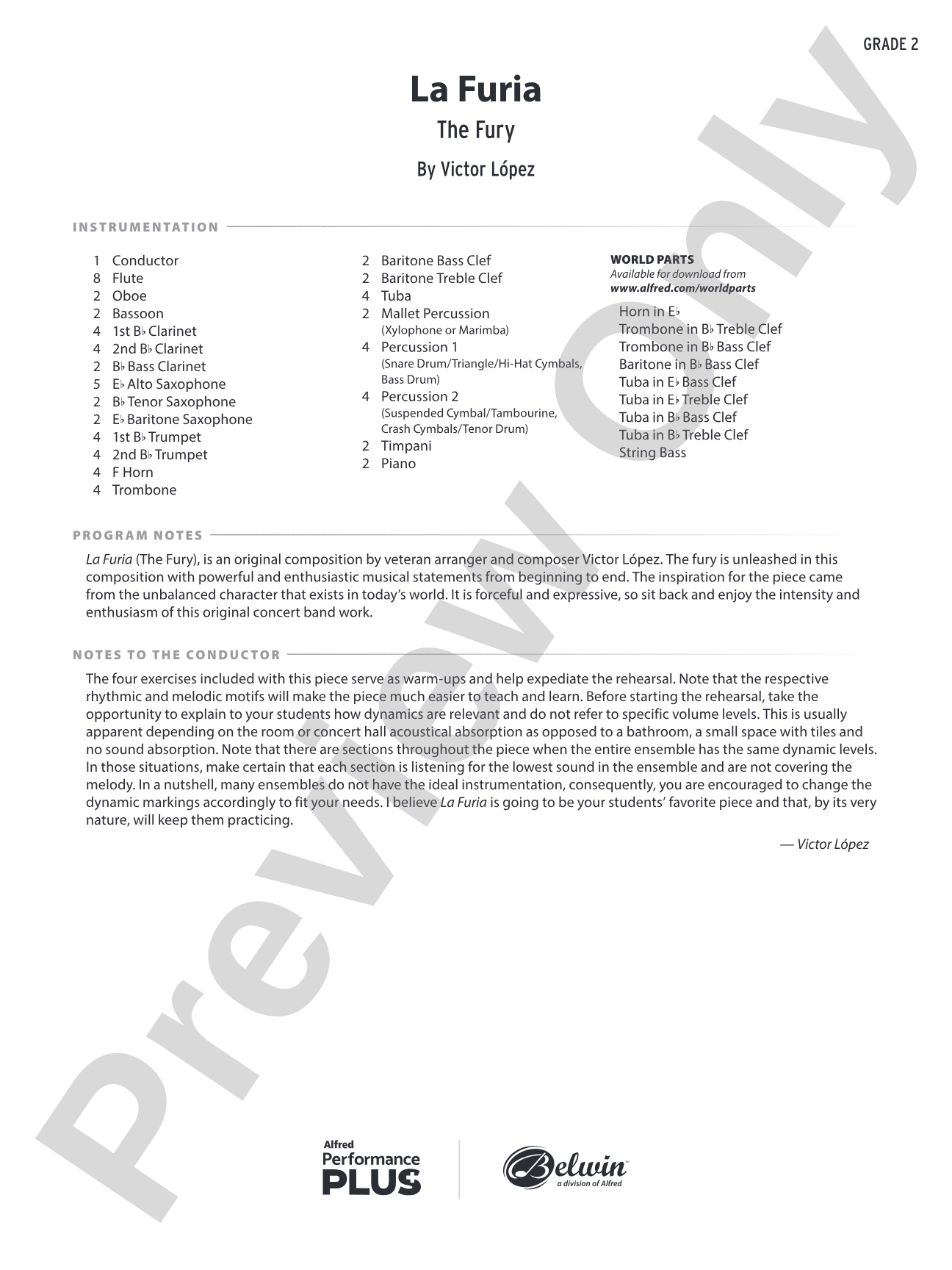 La Furia: Concert Band Conductor Score & Parts
