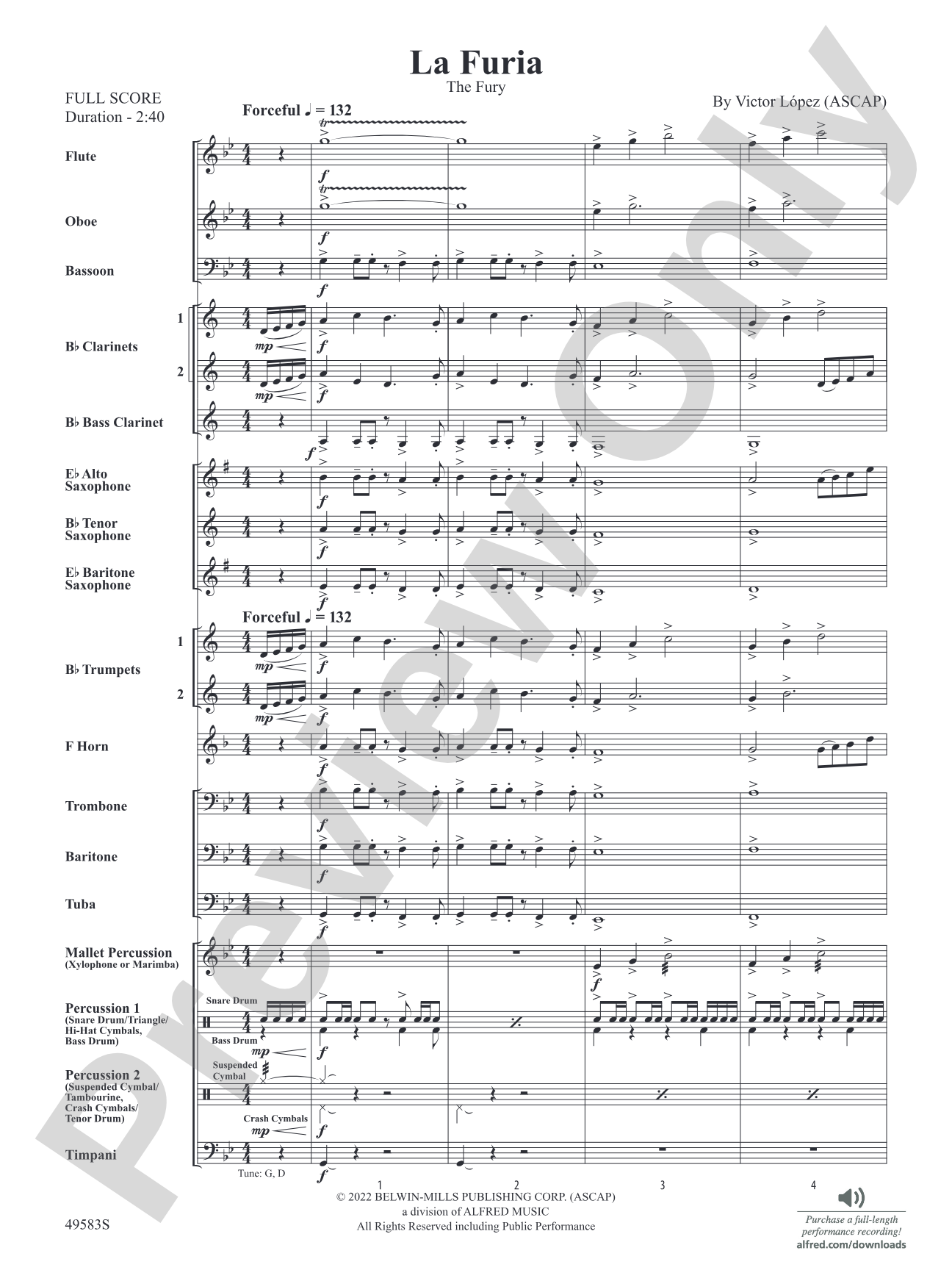 La Furia: Concert Band Conductor Score & Parts