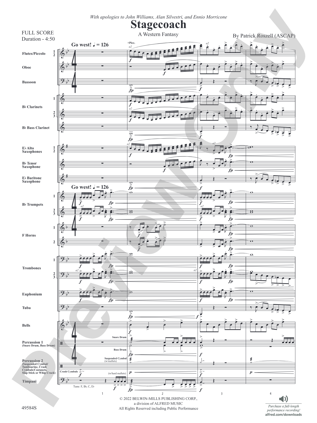Stagecoach: Concert Band Conductor Score & Parts