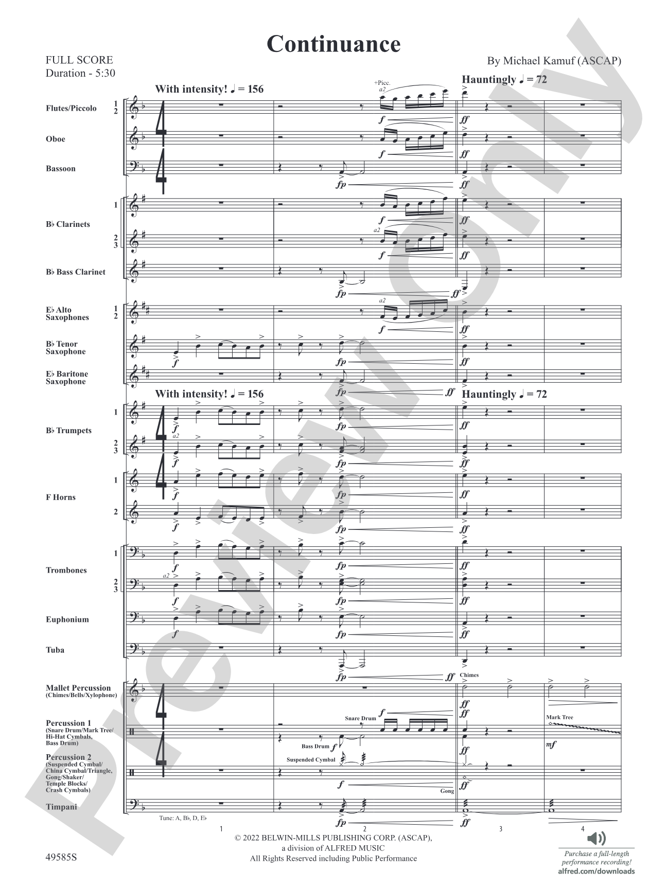 Continuance: Concert Band Conductor Score & Parts