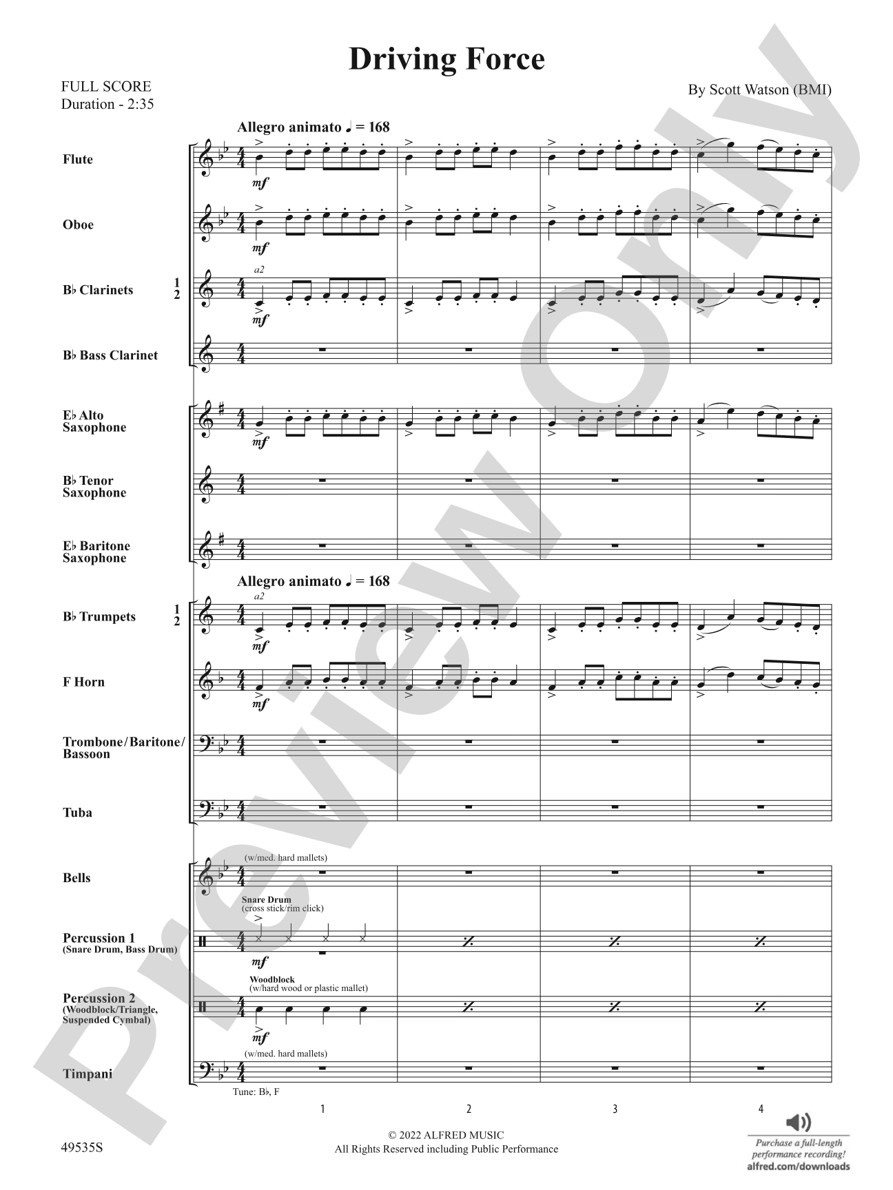 Driving Force: Concert Band Conductor Score & Parts