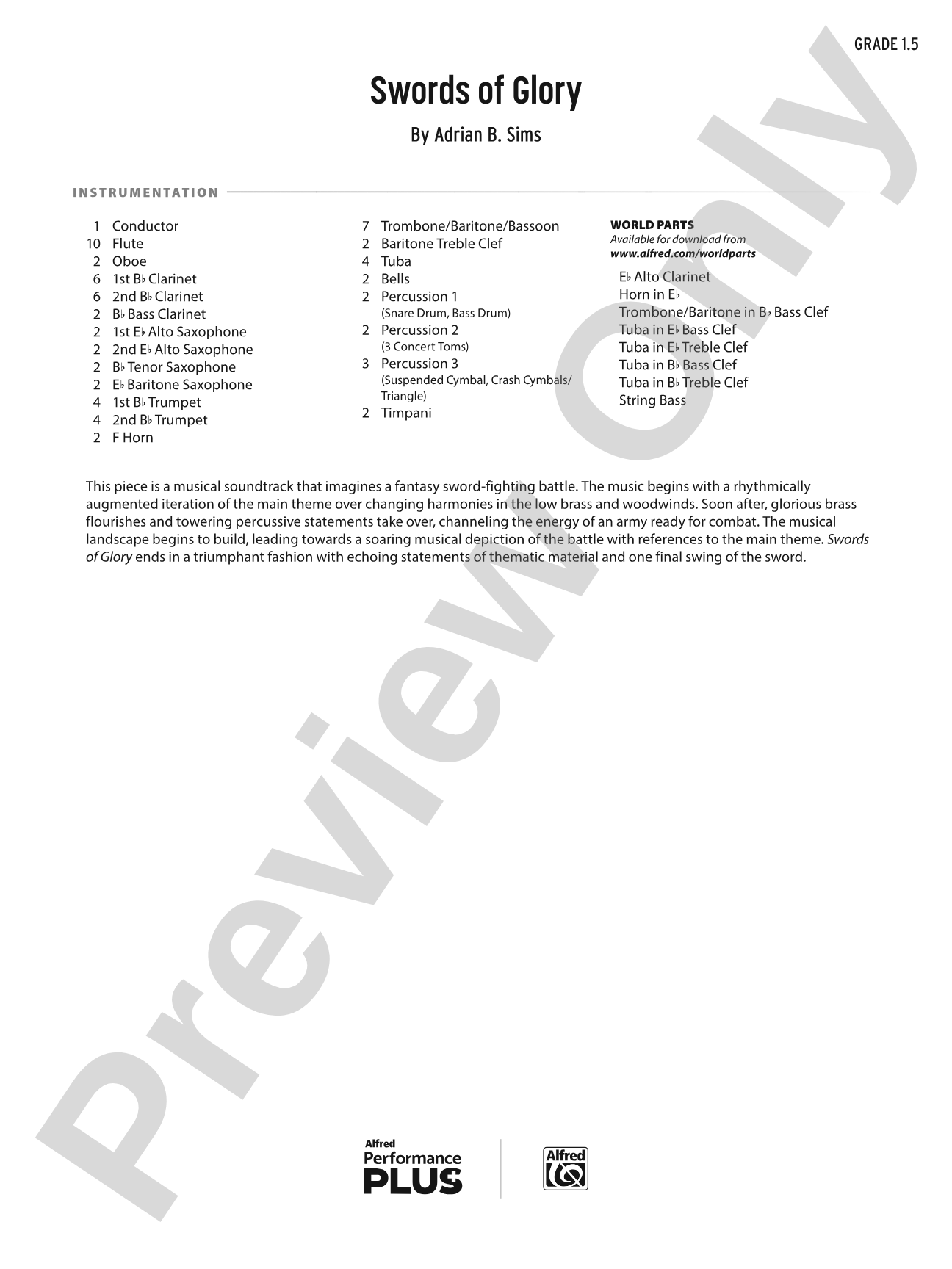 Swords of Glory: Concert Band Conductor Score & Parts