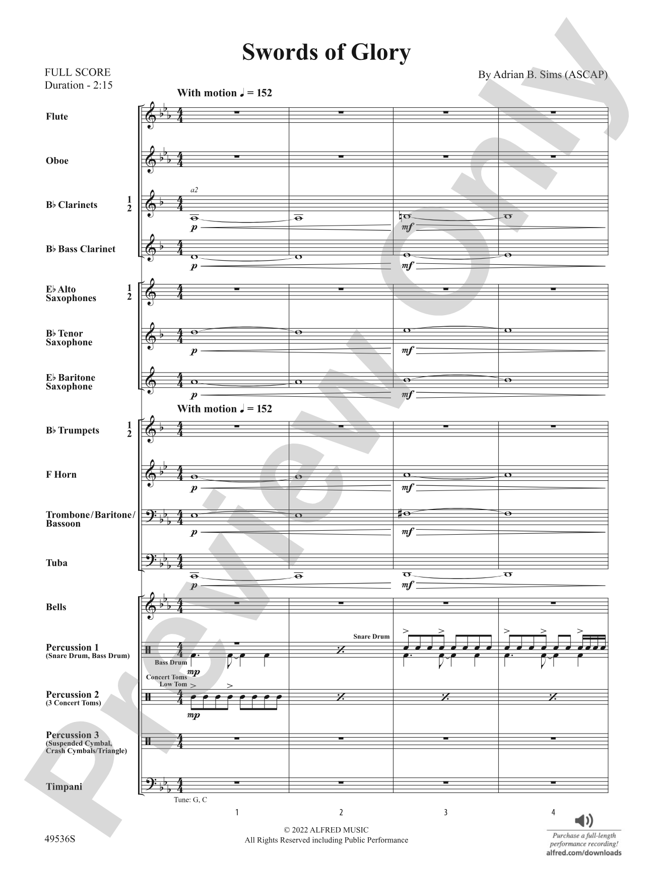 Swords of Glory: Concert Band Conductor Score & Parts