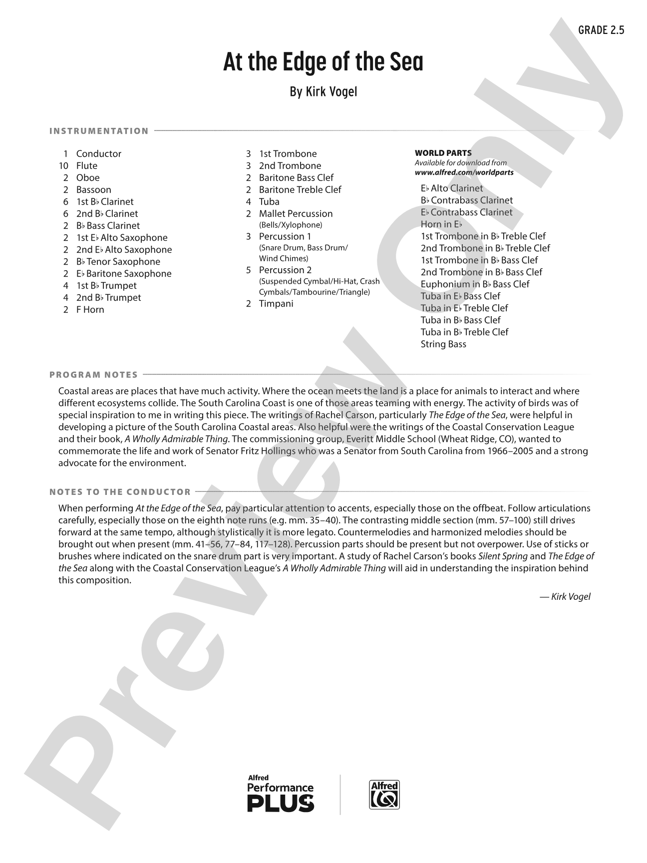 At the Edge of the Sea: Concert Band Conductor Score & Parts