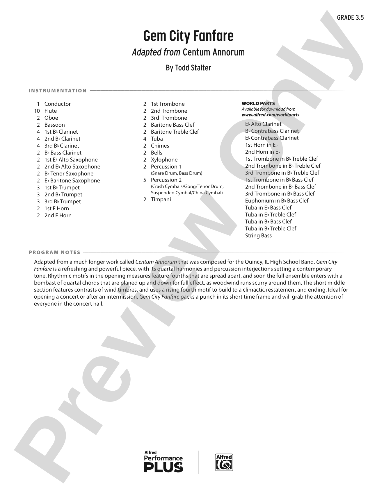 Gem City Fanfare: Concert Band Conductor Score & Parts