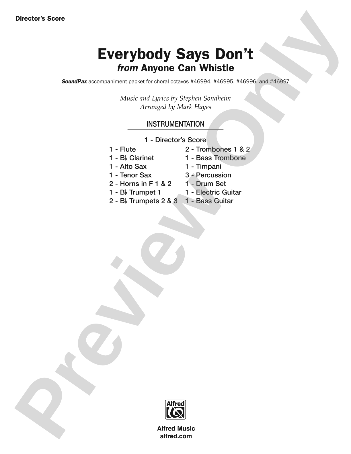 Everybody Says Don't: Choral SoundPax