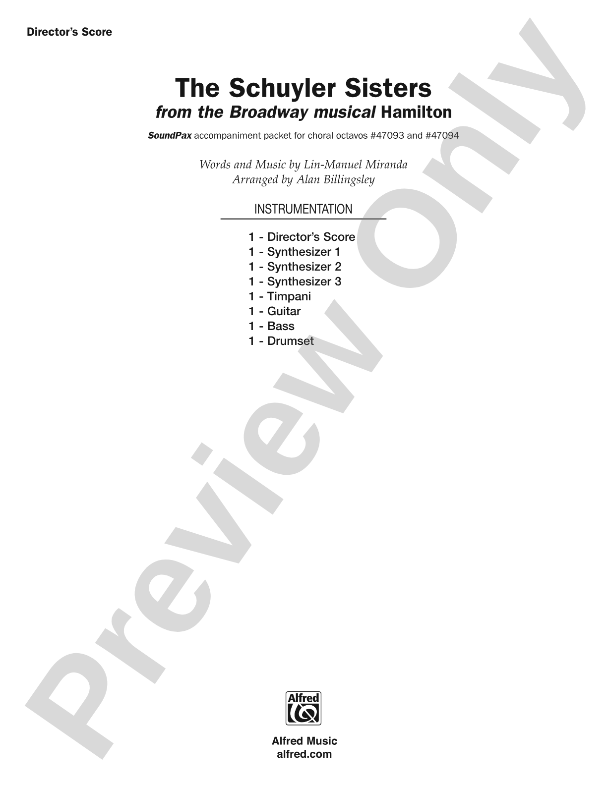 The Schuyler Sisters: Score