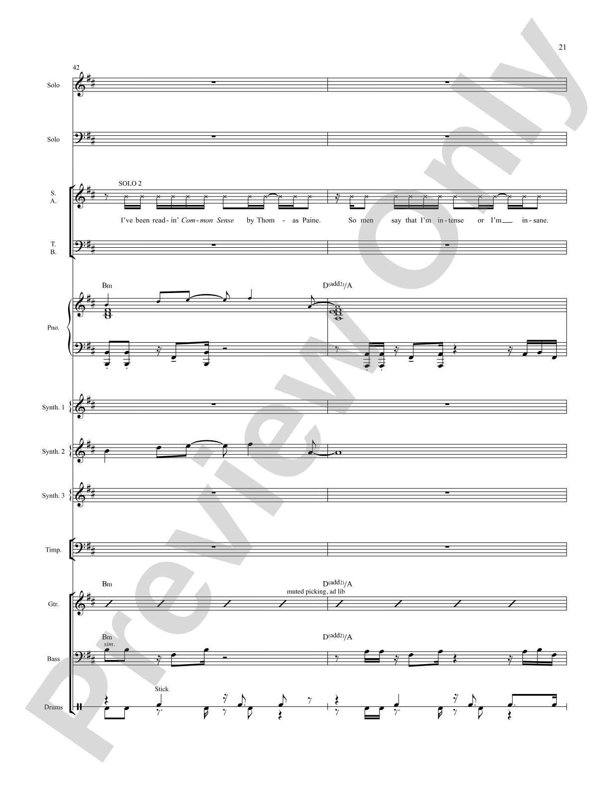 The Schuyler Sisters: Score