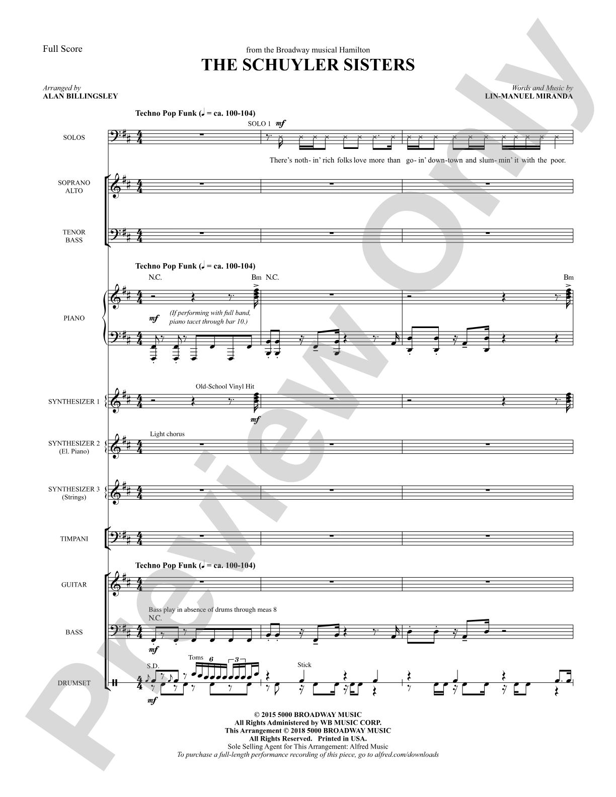 The Schuyler Sisters: Score