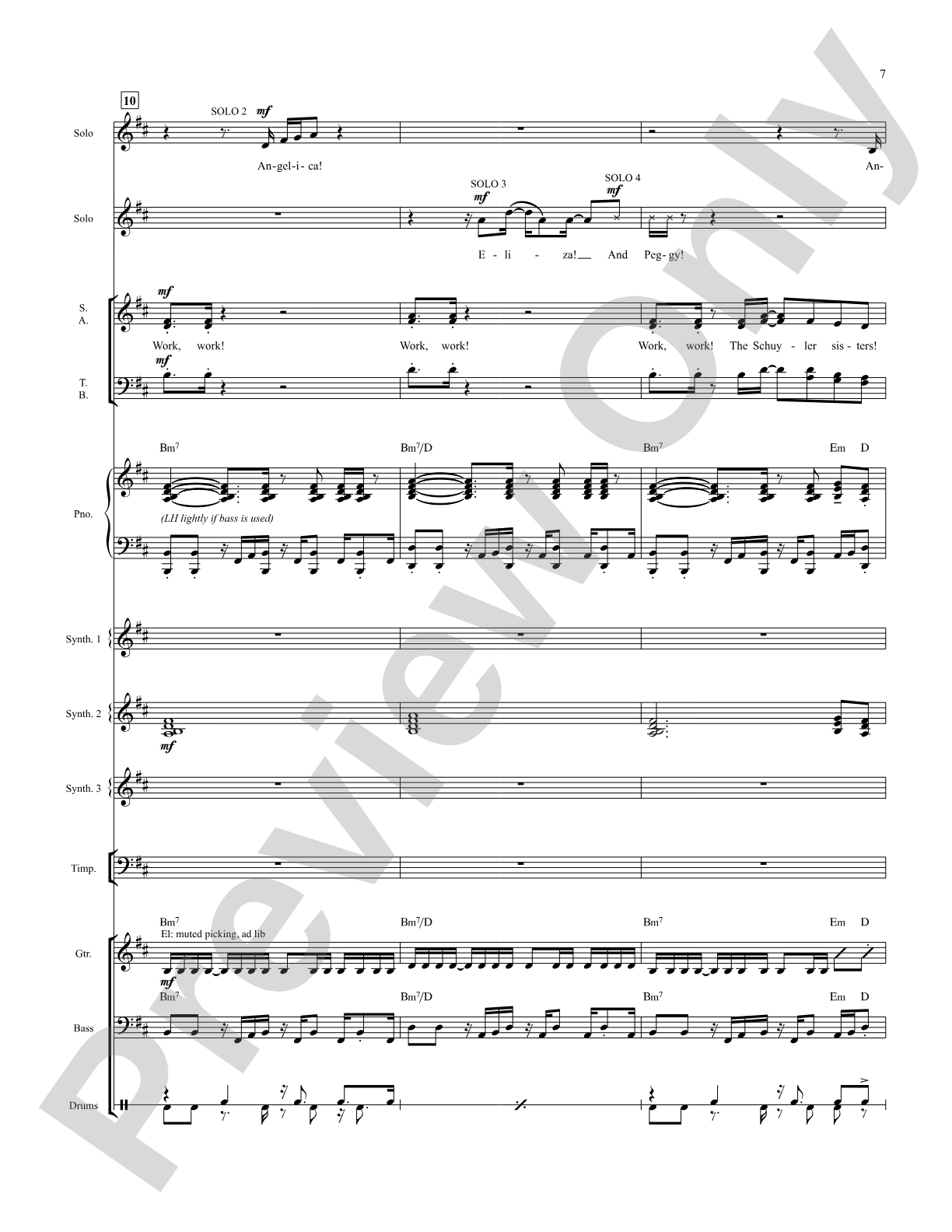 The Schuyler Sisters: Score