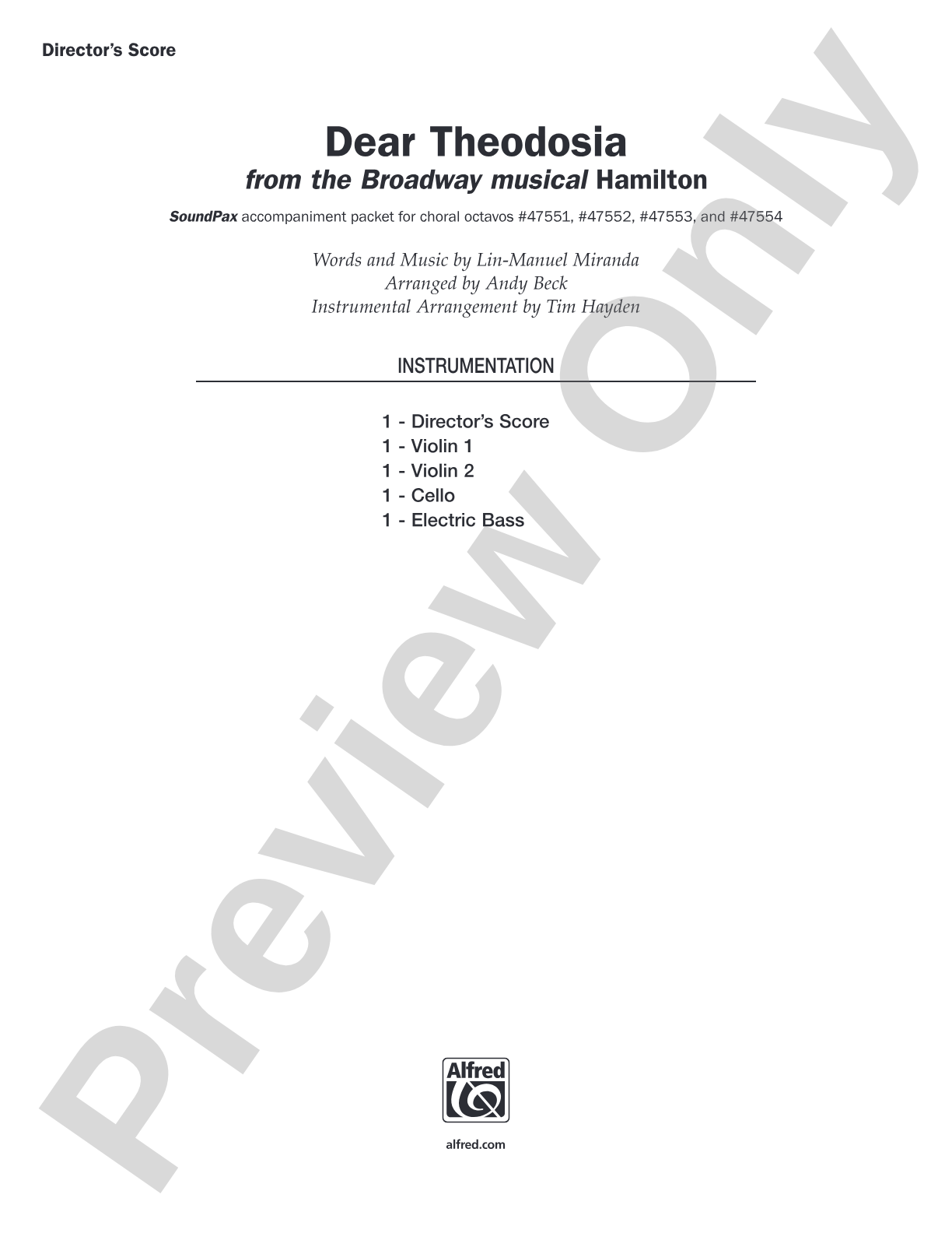 Dear Theodosia: Score