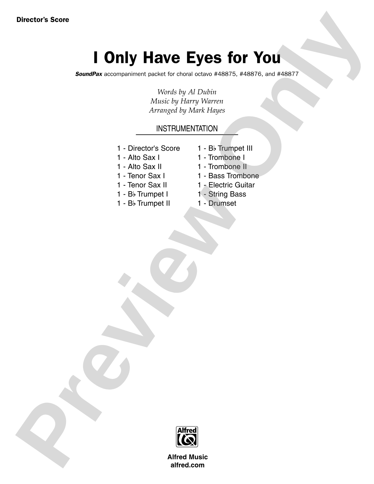 I Only Have Eyes for You: Choral SoundPax