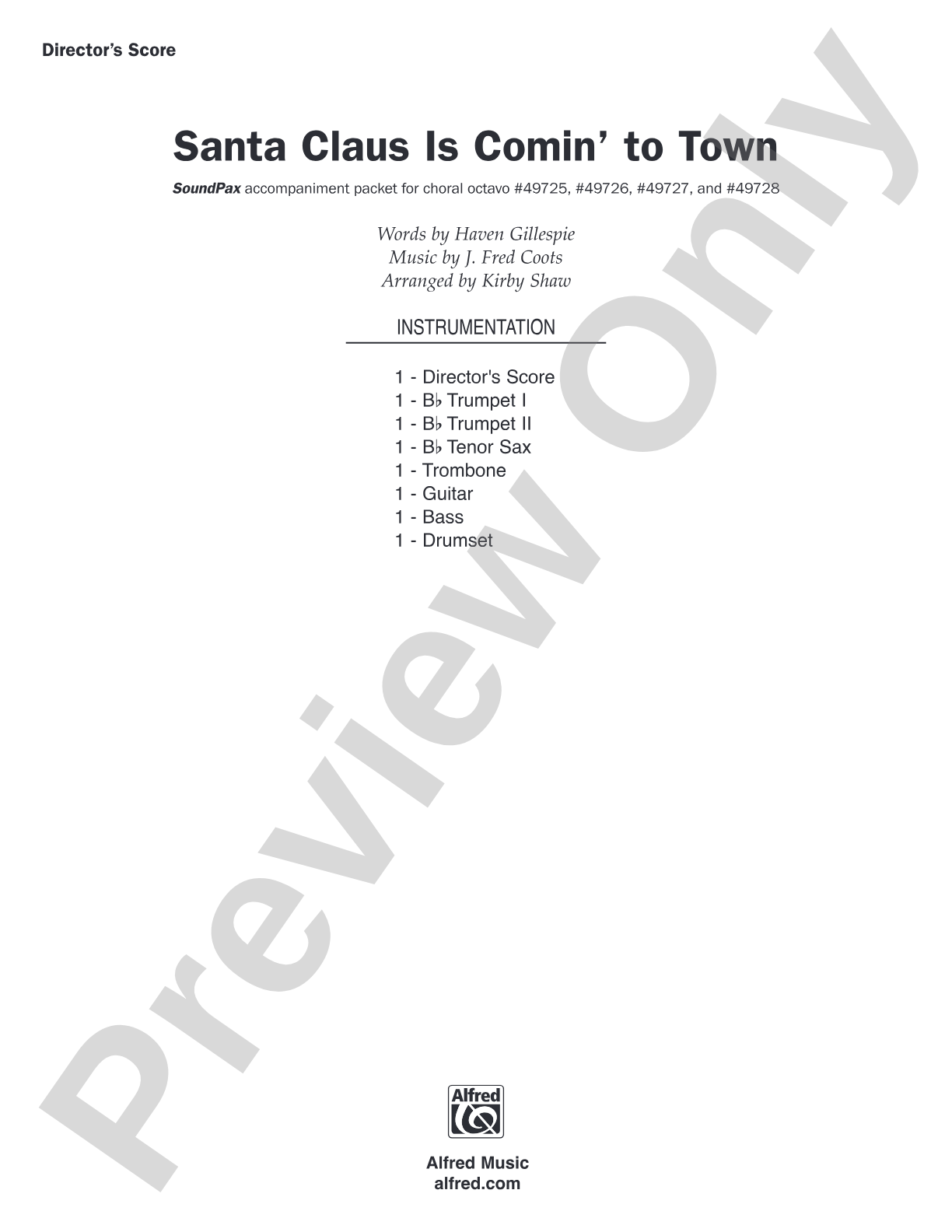 Santa Claus Is Comin' to Town: Choral SoundPax