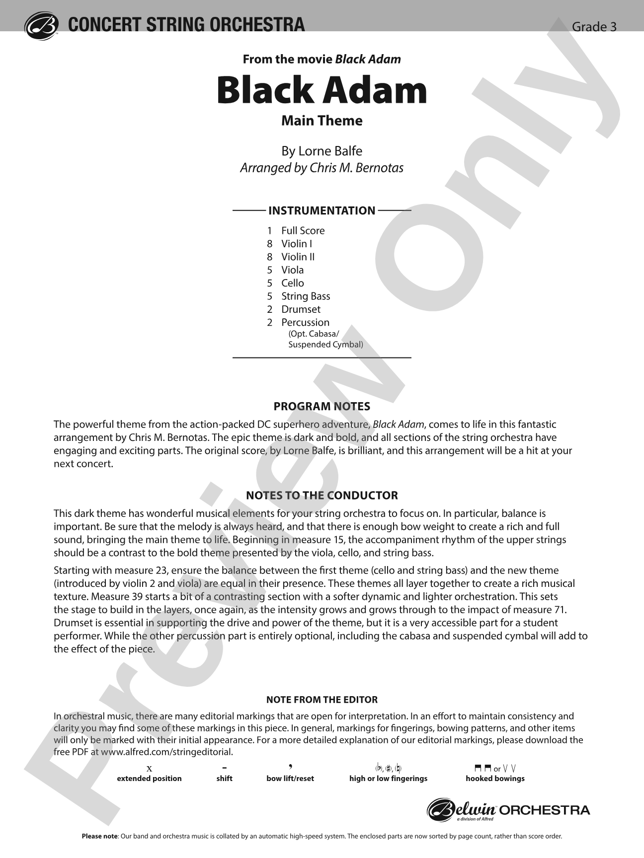 Black Adam: String Orchestra Conductor Score & Parts