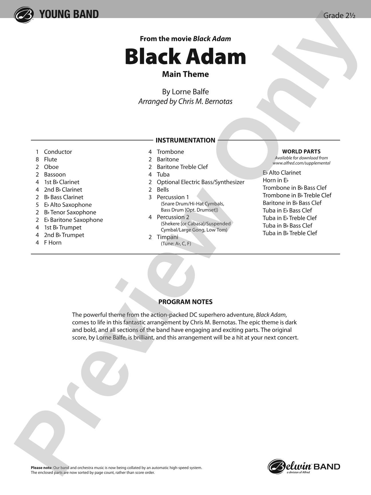 Black Adam: Concert Band Conductor Score & Parts