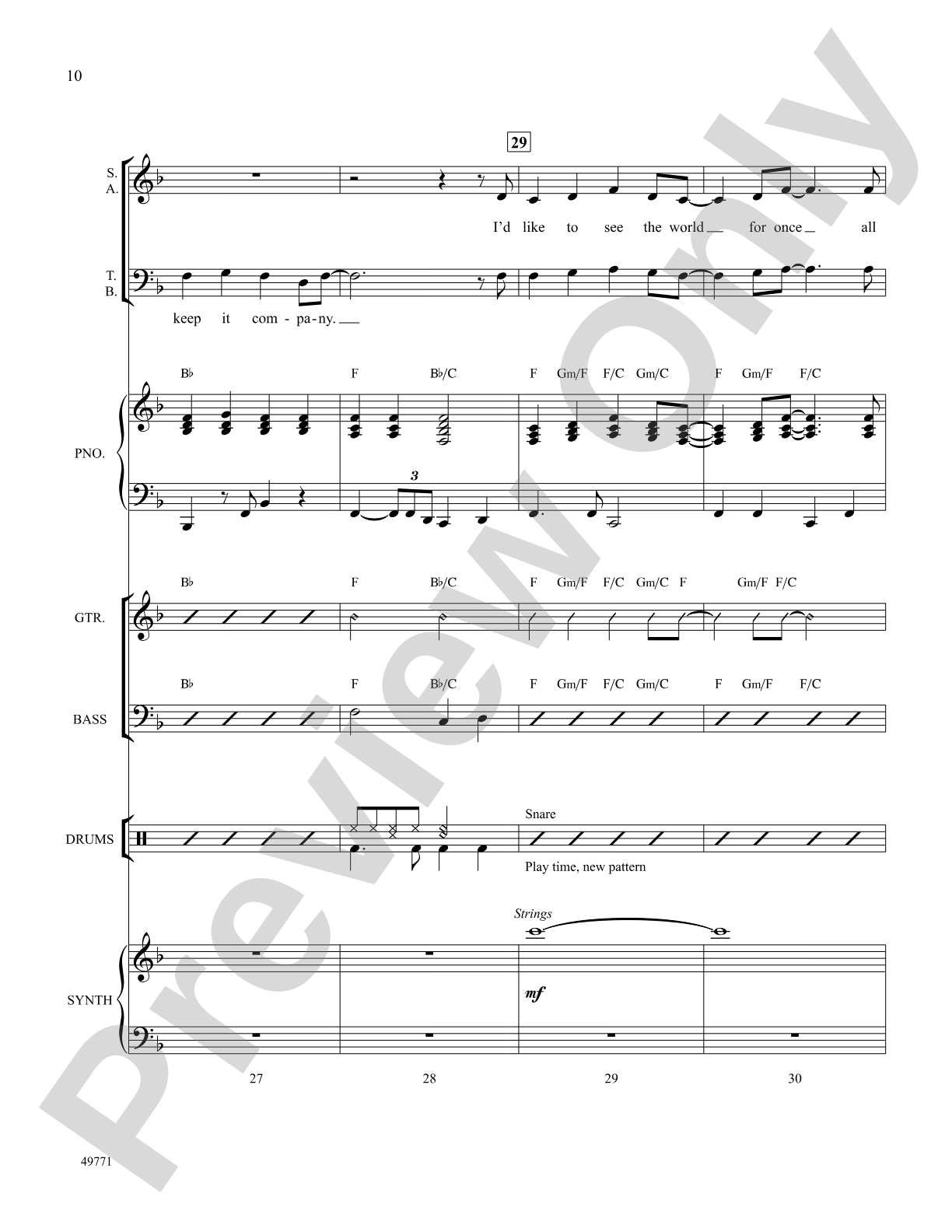 I'd Like to Teach the World to Sing: Score