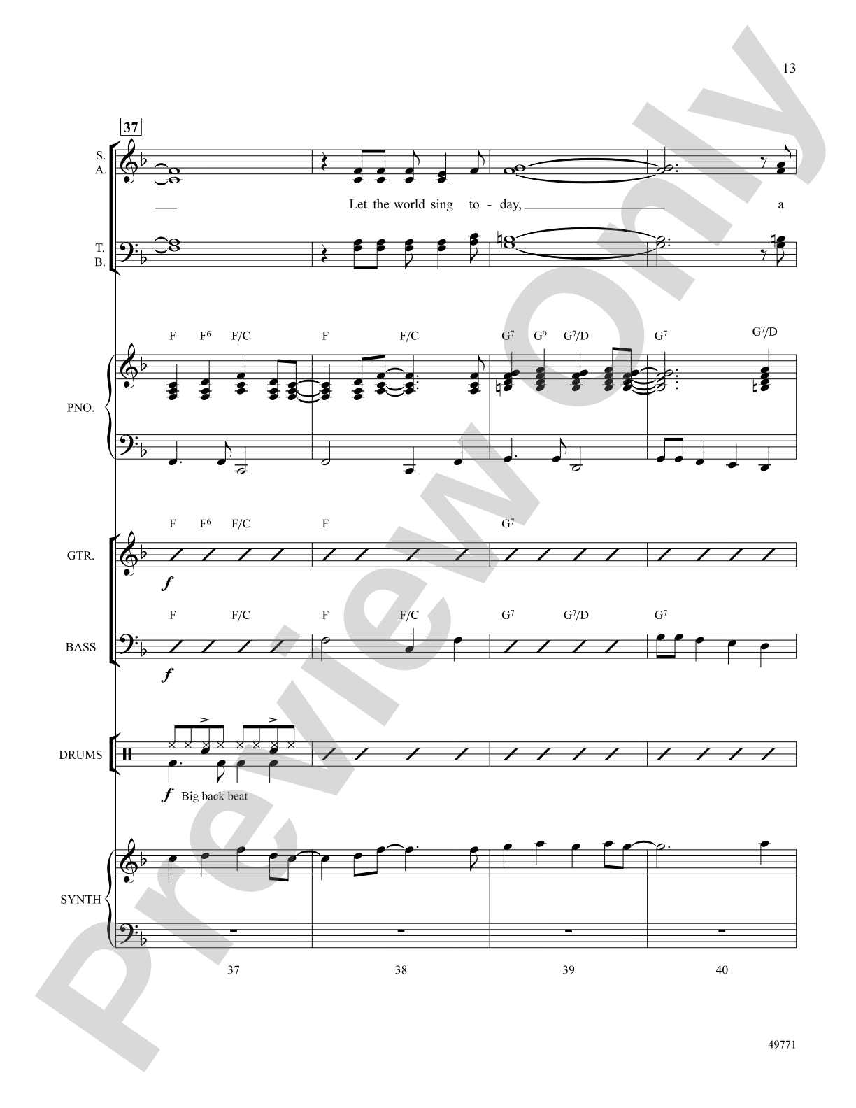 I'd Like to Teach the World to Sing: Score