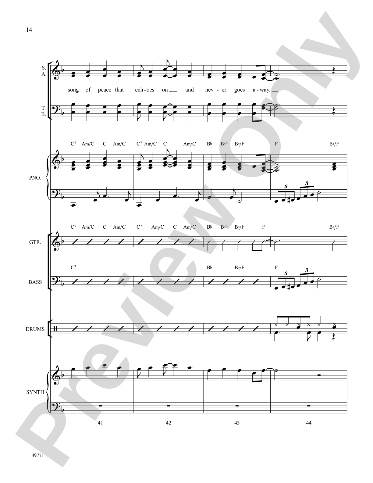 I'd Like to Teach the World to Sing: Score