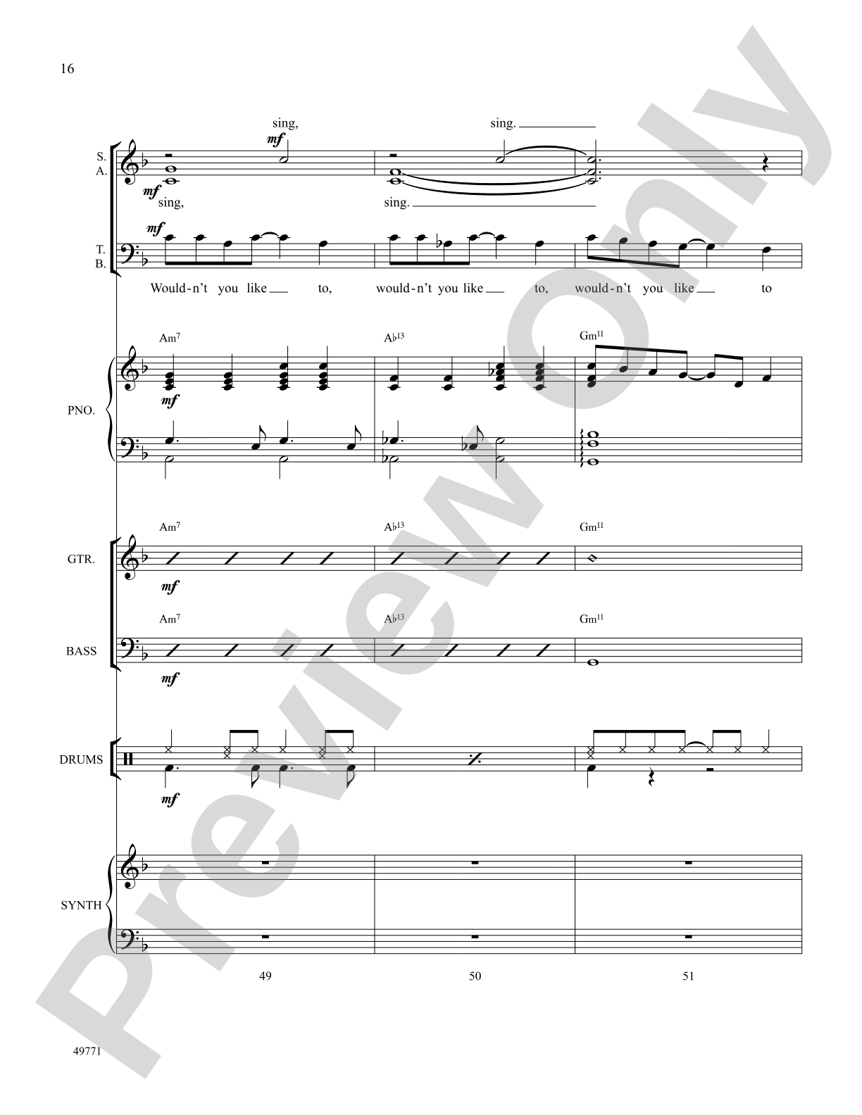 I'd Like to Teach the World to Sing: Score